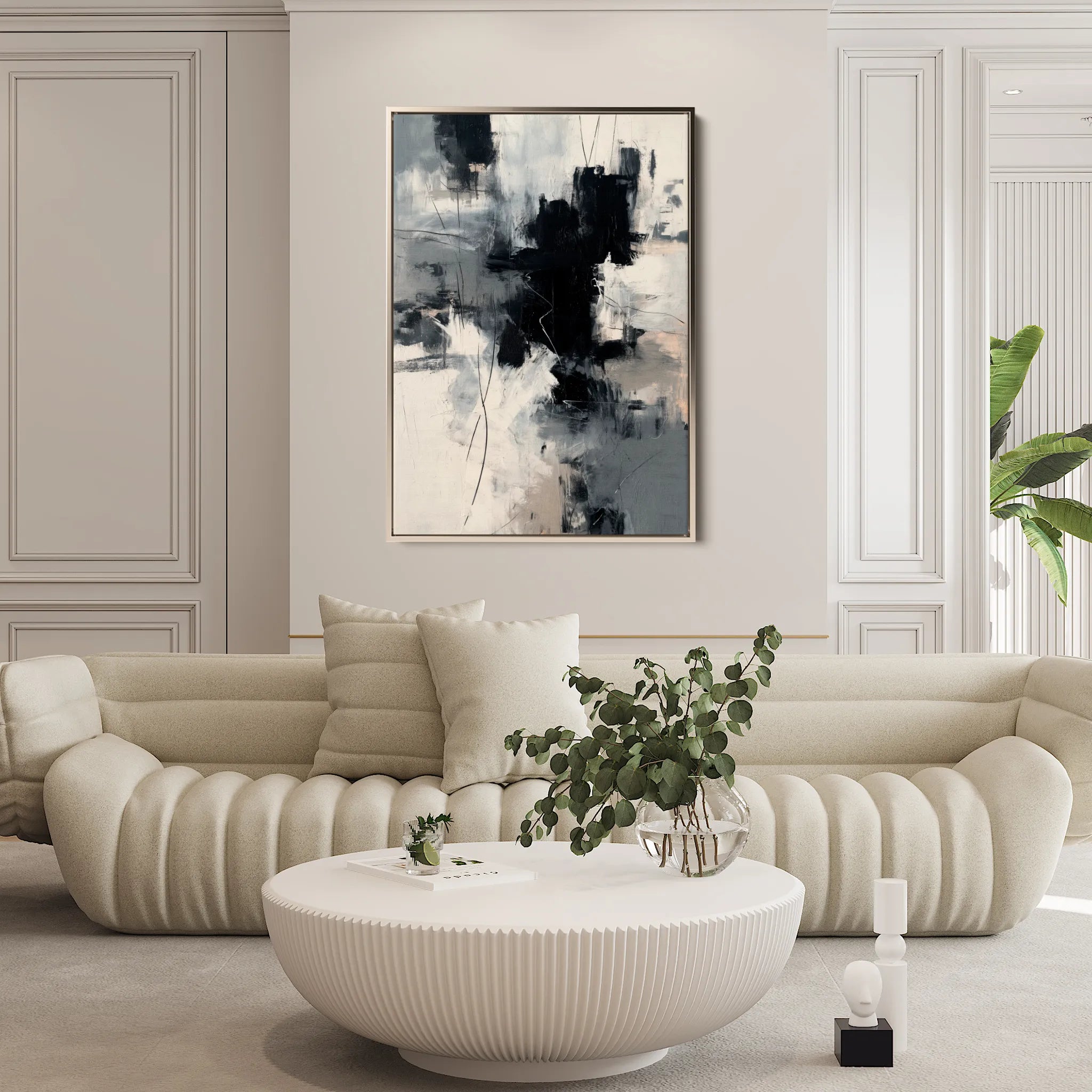 Abstract 1859 Canvas Art 60 x 40 cm / Black