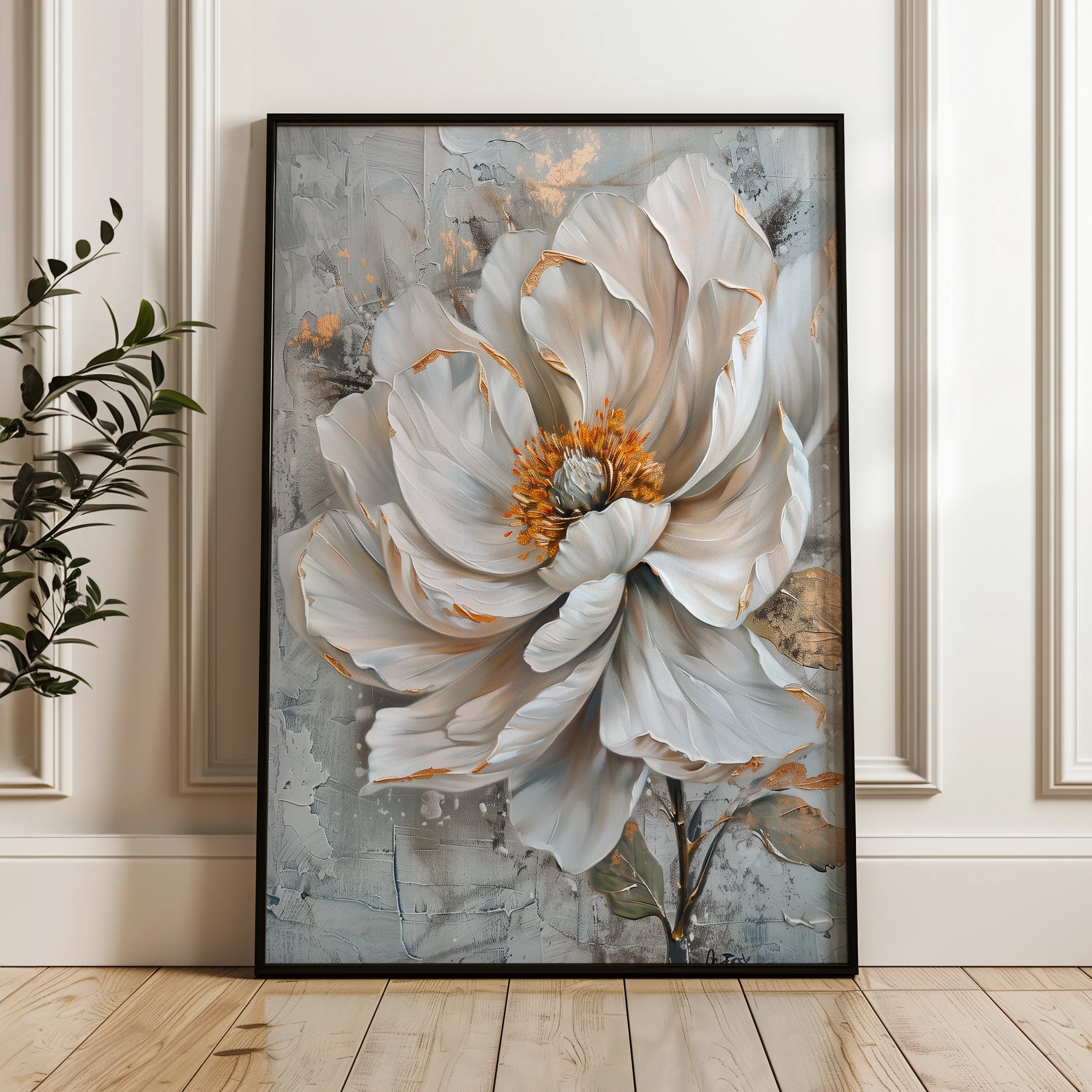 Floral 186 Canvas Art 60 x 40 cm / Black