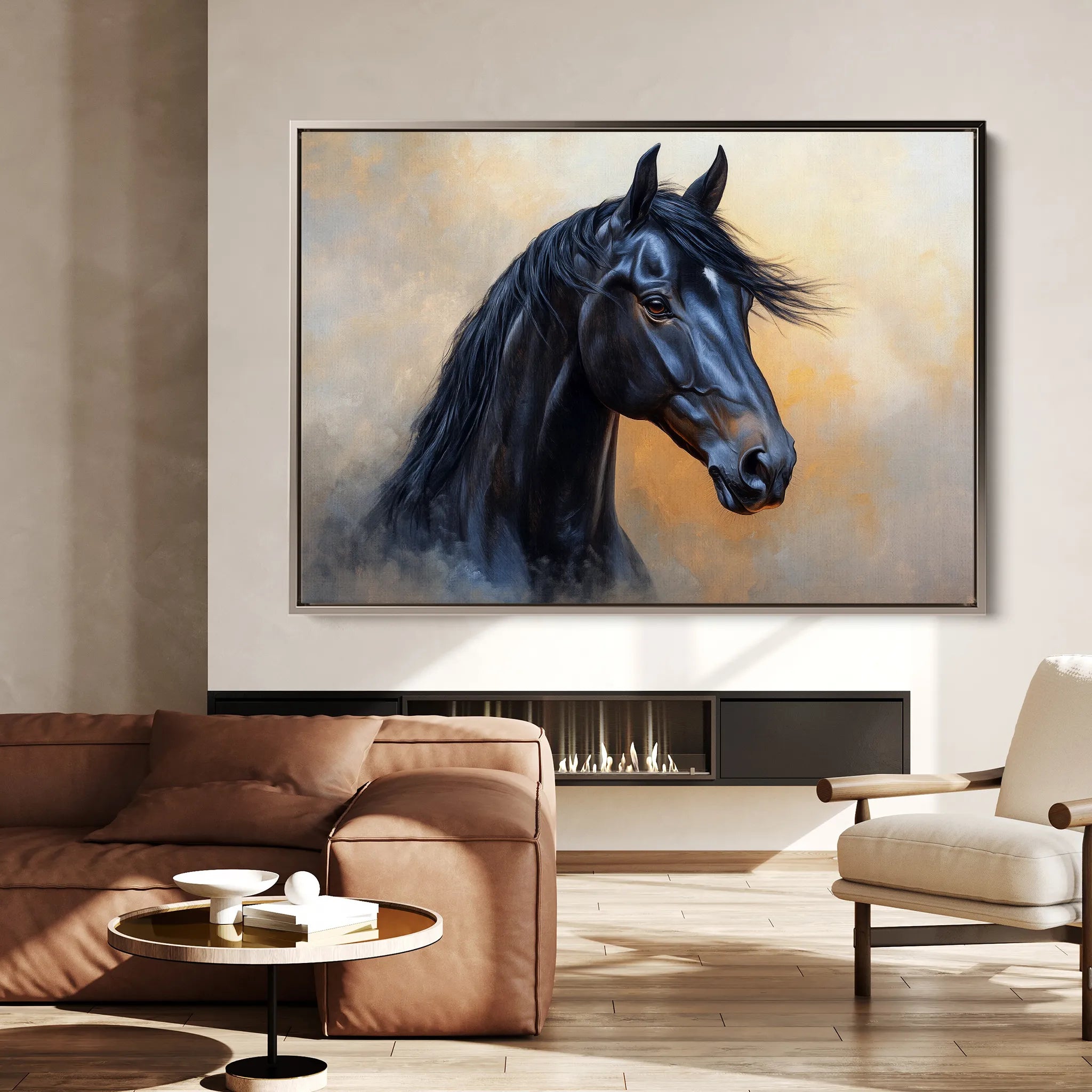 Horses 186 Canvas Art 60 x 40 cm / Black
