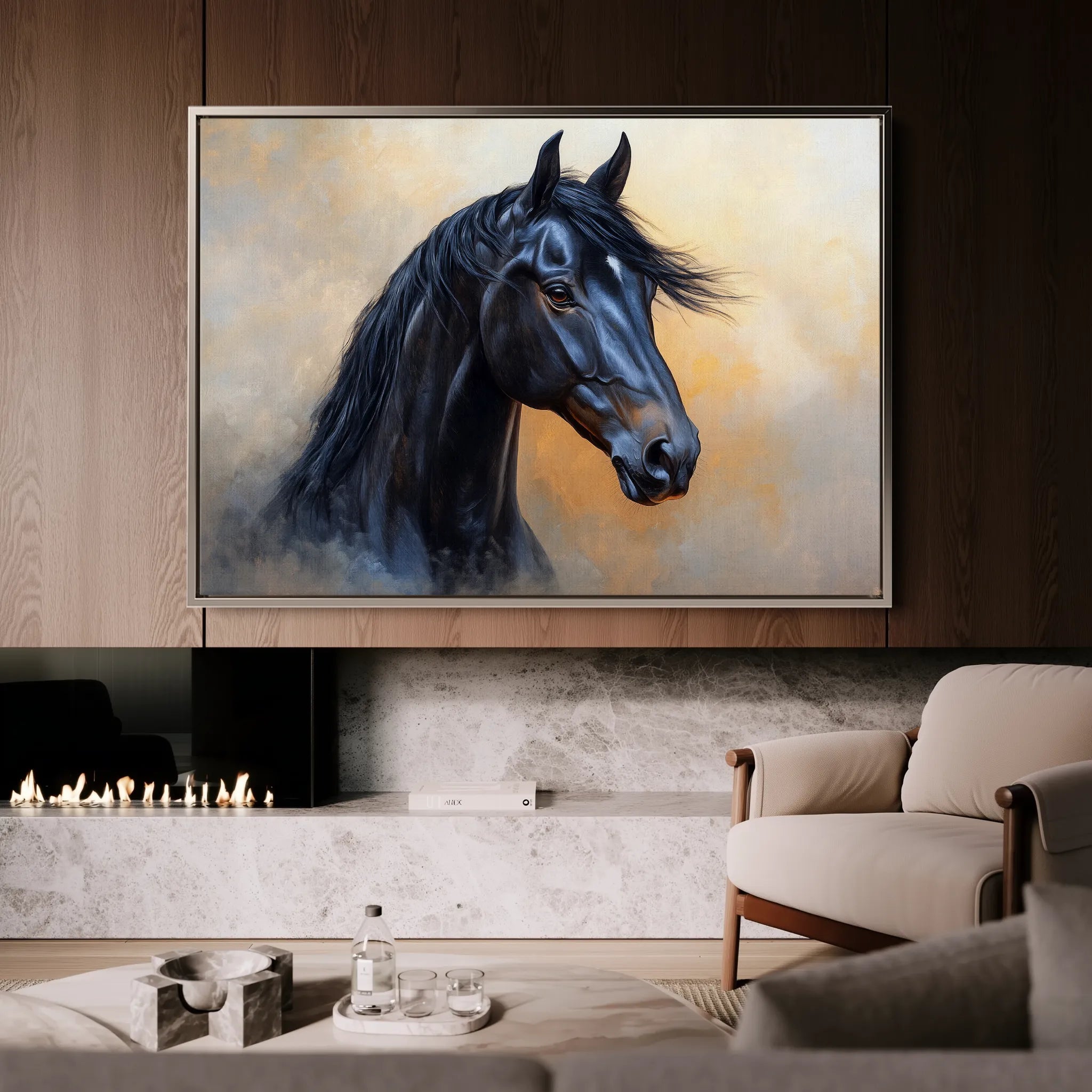 Horses 186 Canvas Art 60 x 40 cm / Black