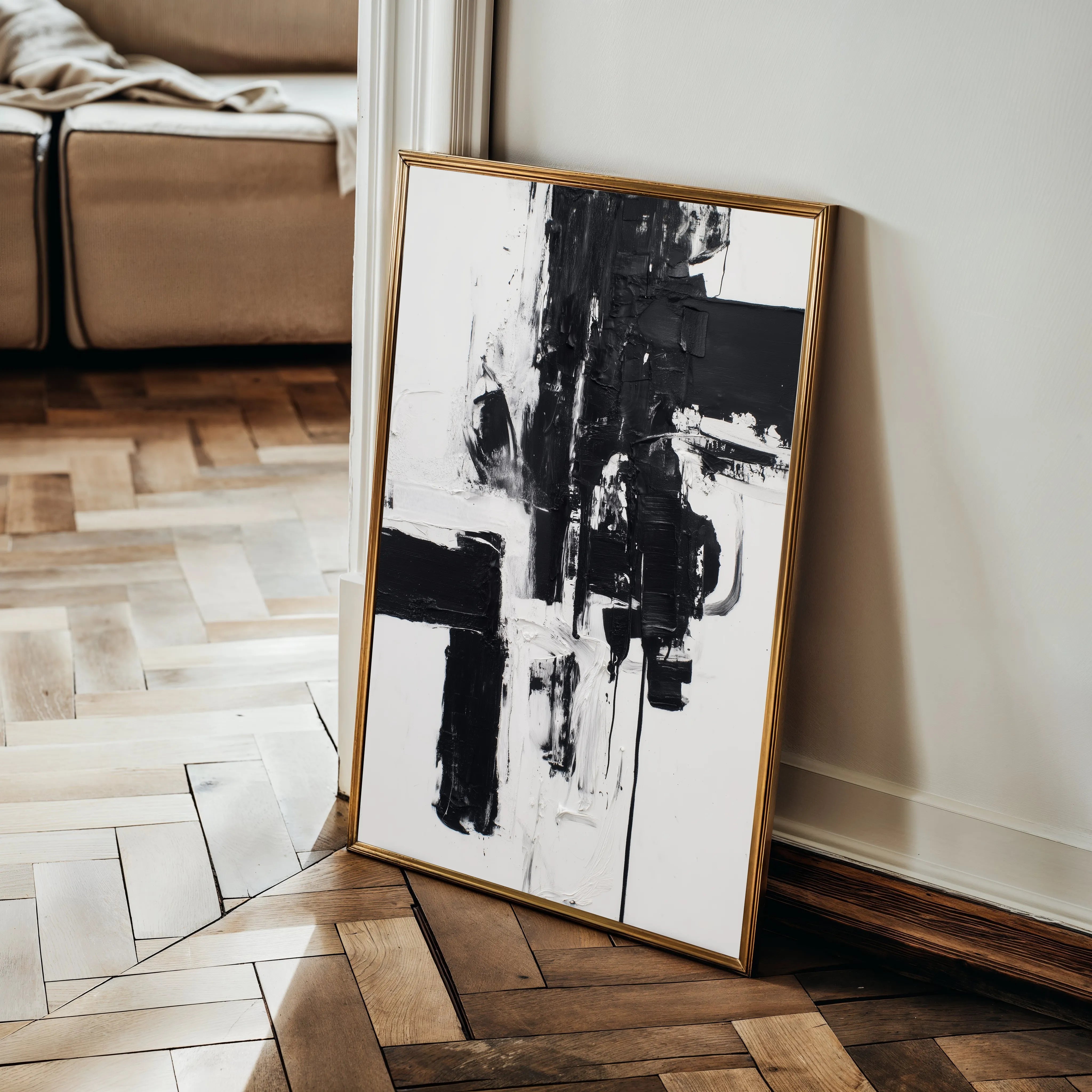Abstract 1864 Canvas Art 60 x 40 cm / Black