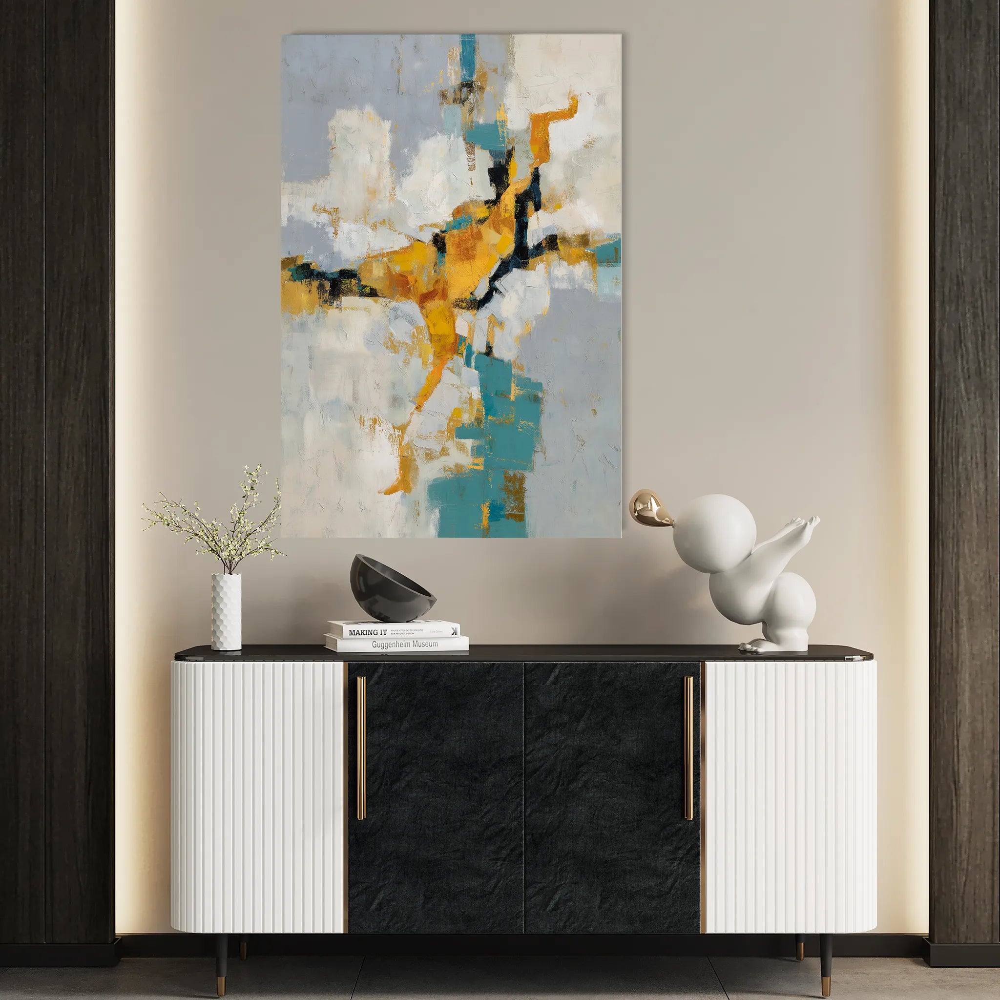 Abstract 1866 Canvas Art 60 x 40 cm / Black