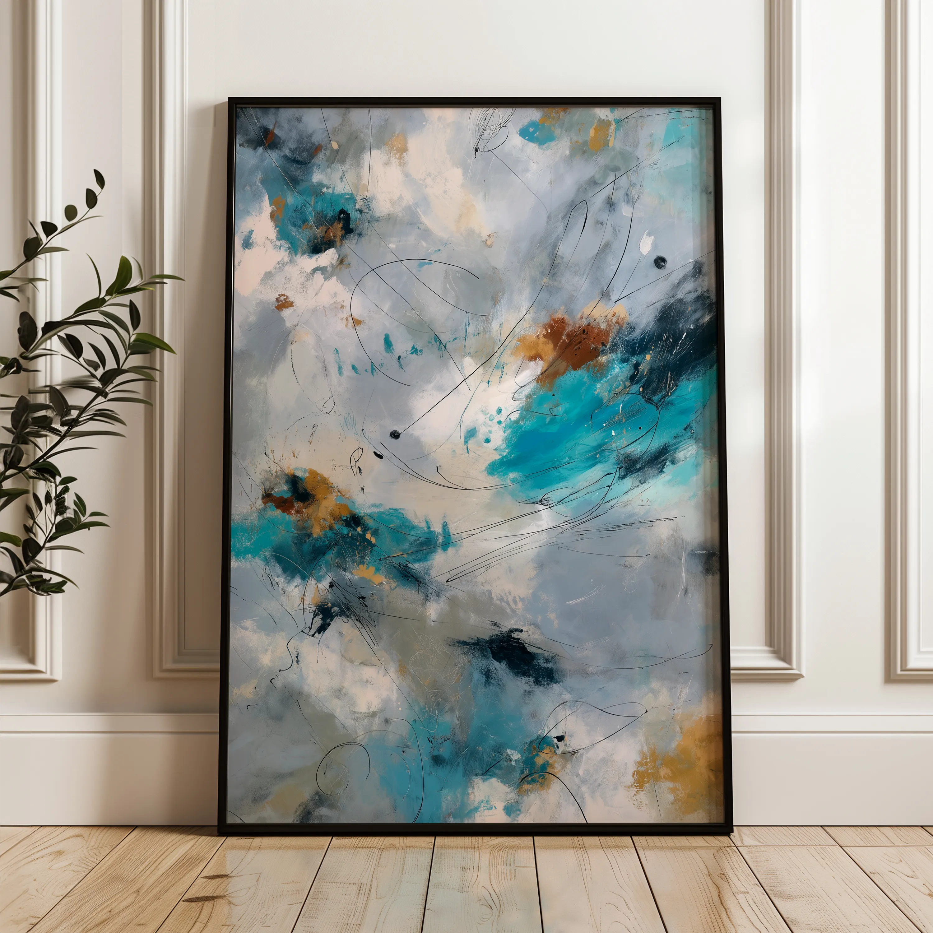 Abstract 1869 Canvas Art 60 x 40 cm / Black