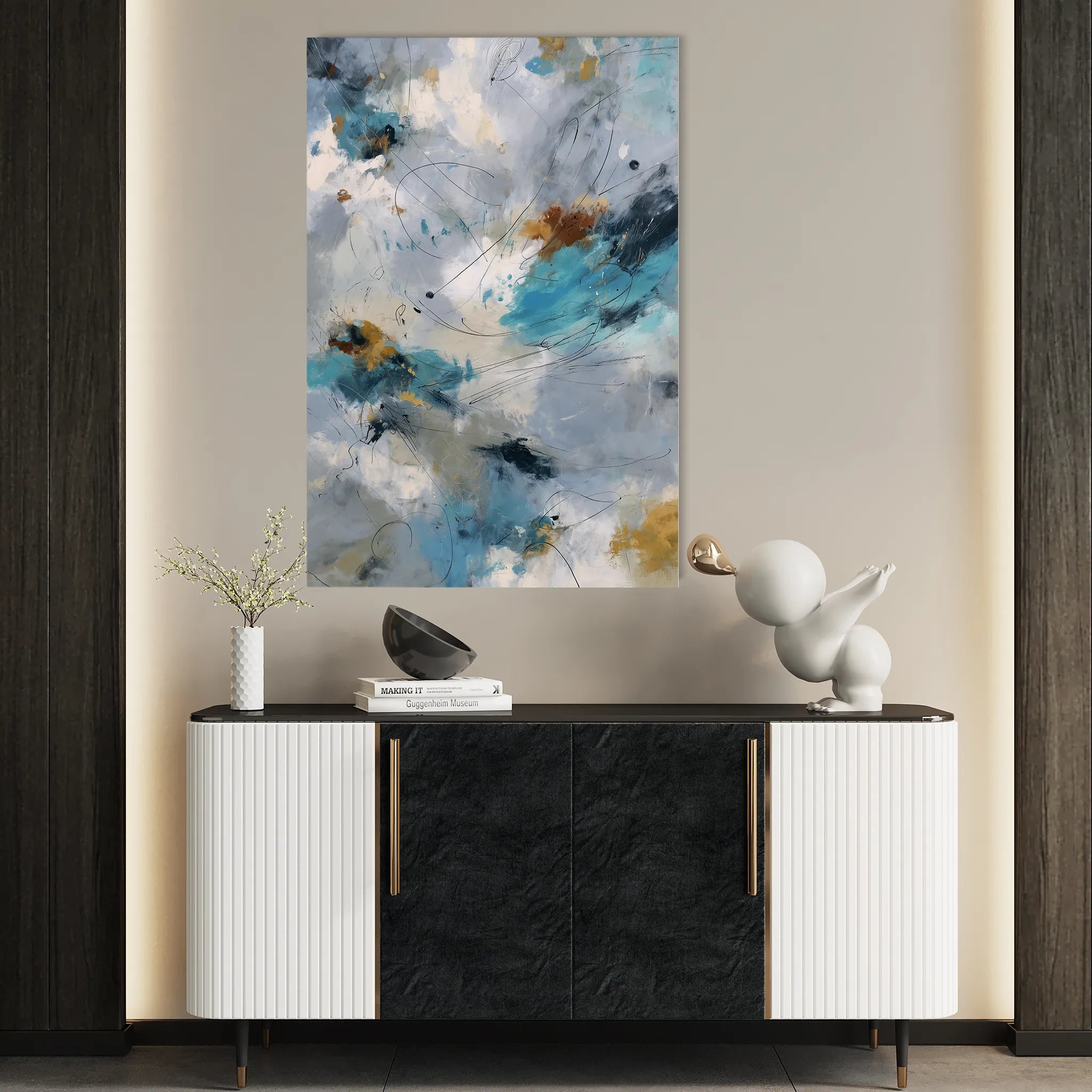 Abstract 1869 Canvas Art 60 x 40 cm / Black