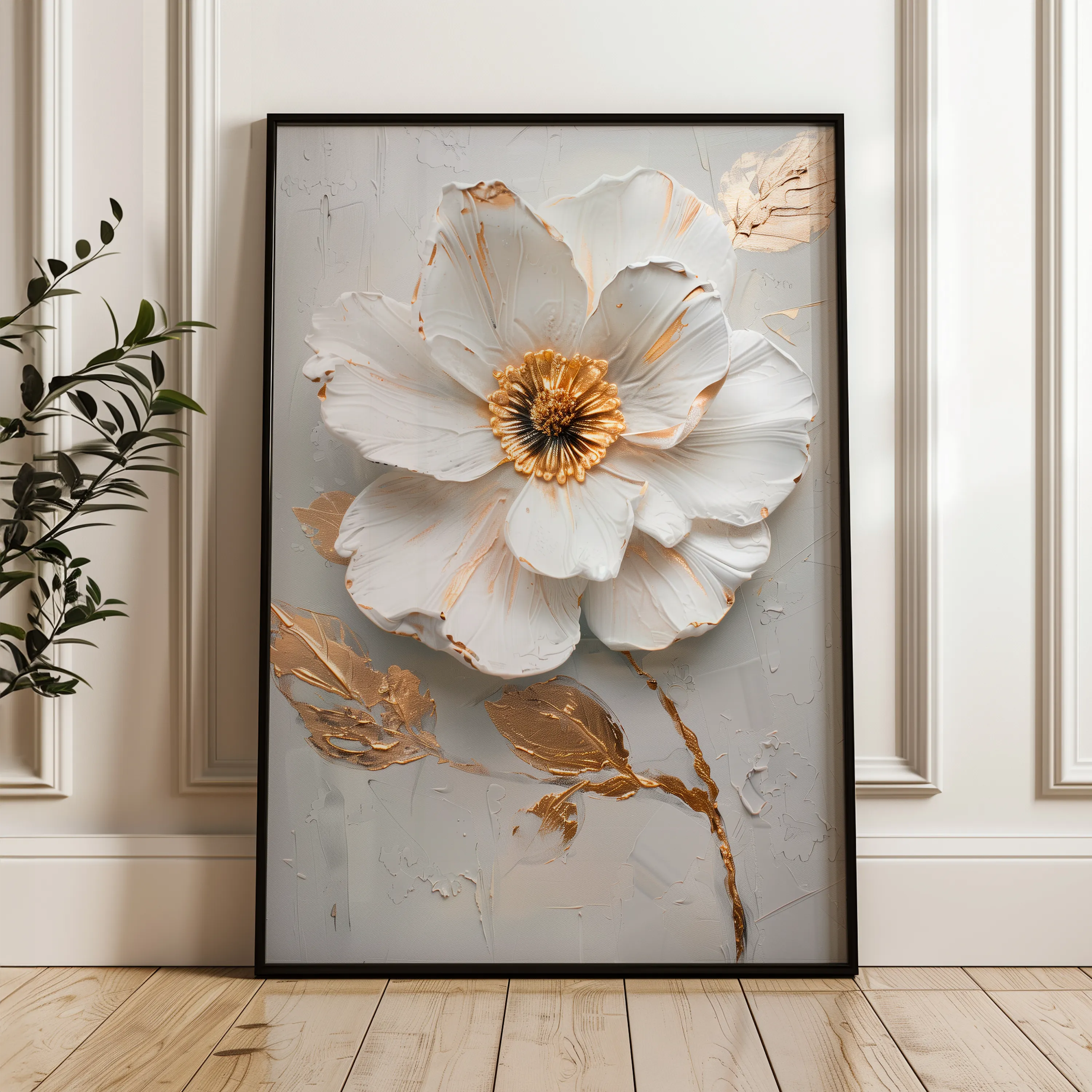 Floral 187 Canvas Art 60 x 40 cm / Black