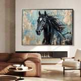 Horses 187 Canvas Art 60 x 40 cm / Black