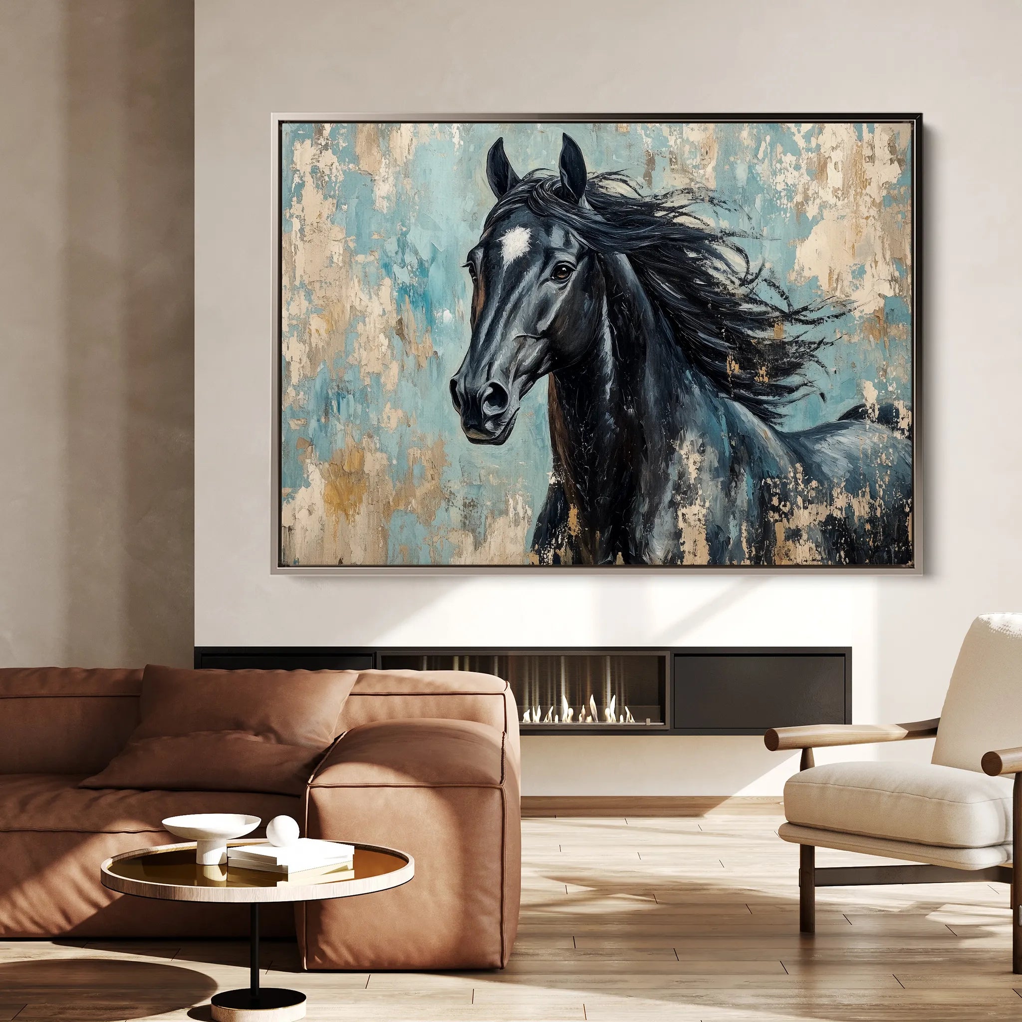 Horses 187 Canvas Art 60 x 40 cm / Black