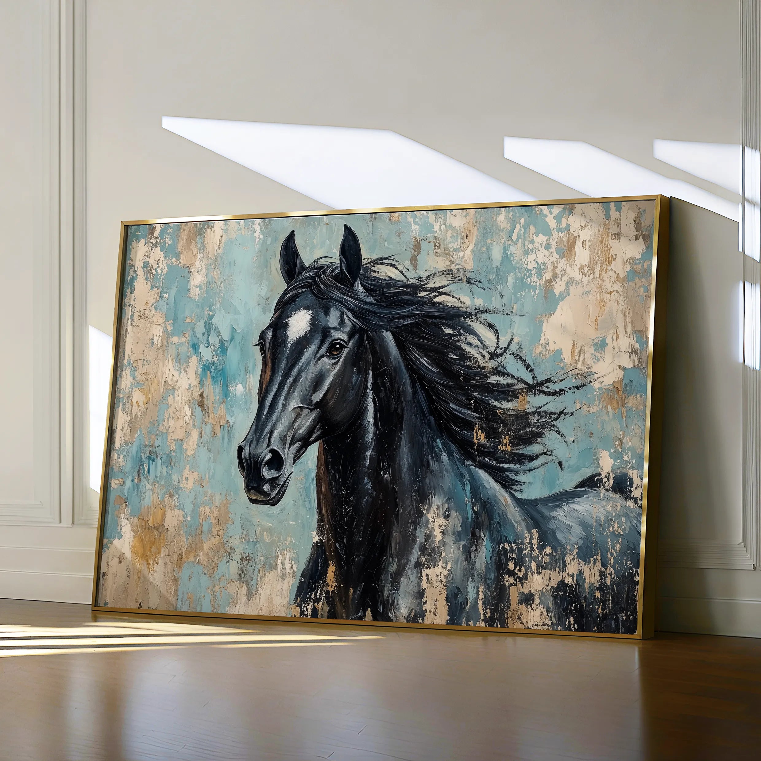 Horses 187 Canvas Art 60 x 40 cm / Black
