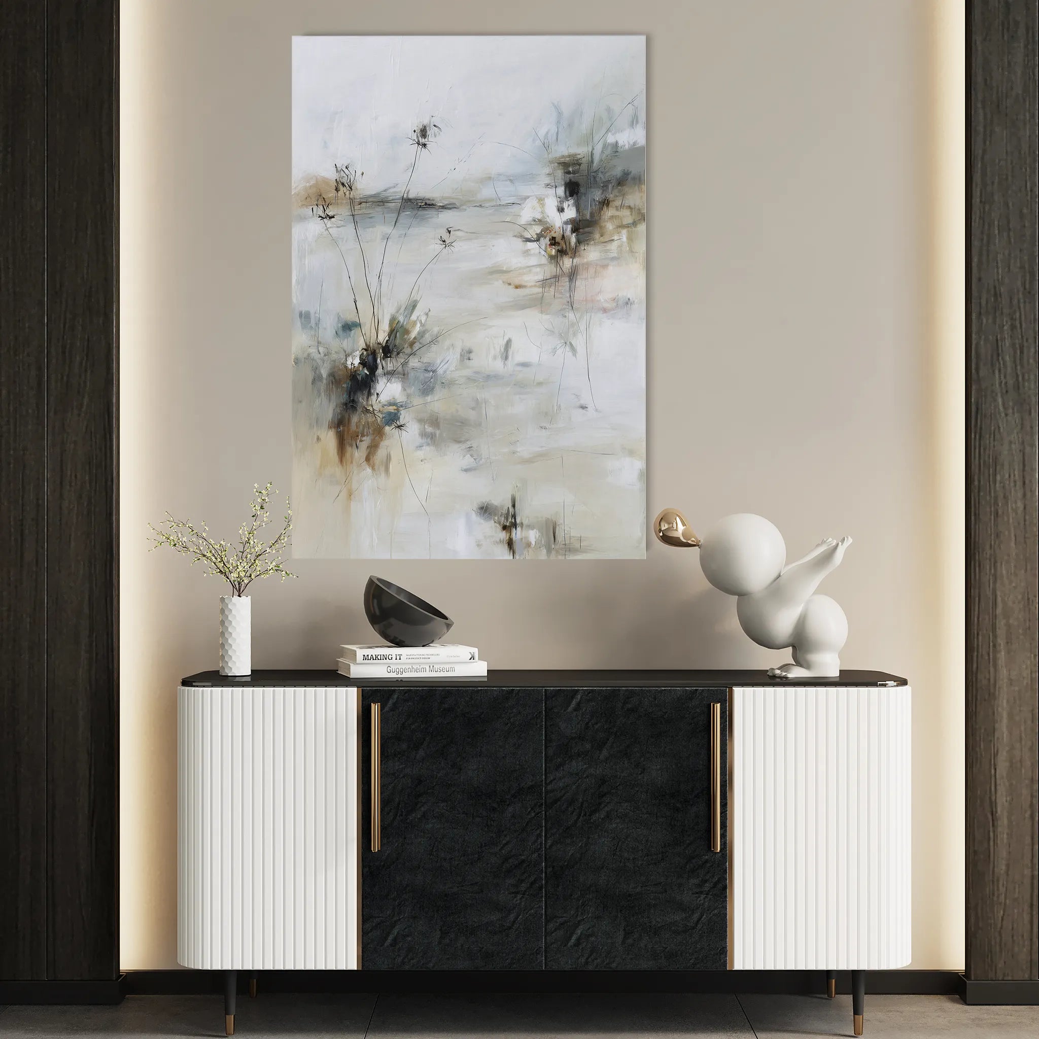Abstract 1873 Canvas Art 60 x 40 cm / Black