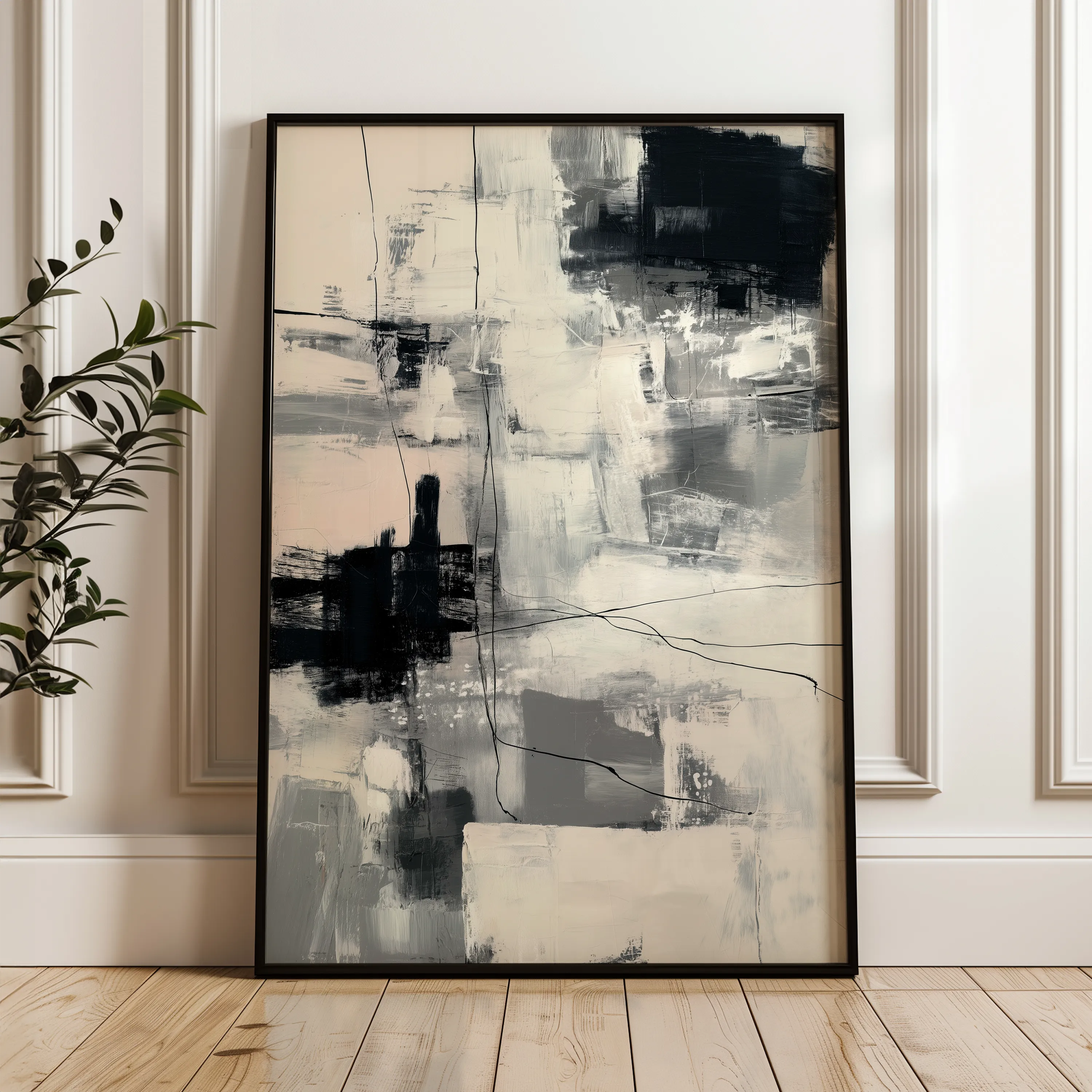 Abstract 1878 Canvas Art 60 x 40 cm / Black