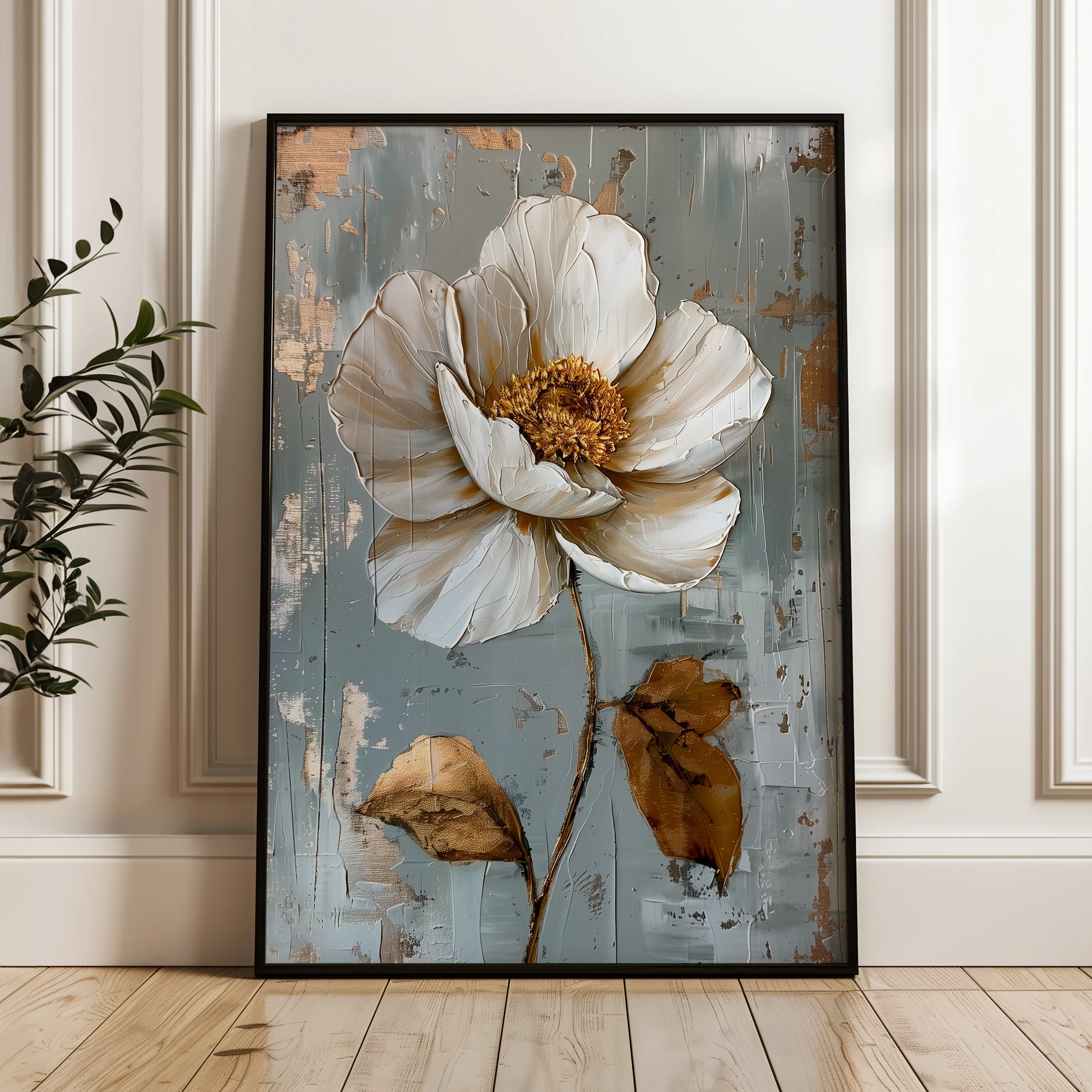 Floral 188 Canvas Art 60 x 40 cm / Black