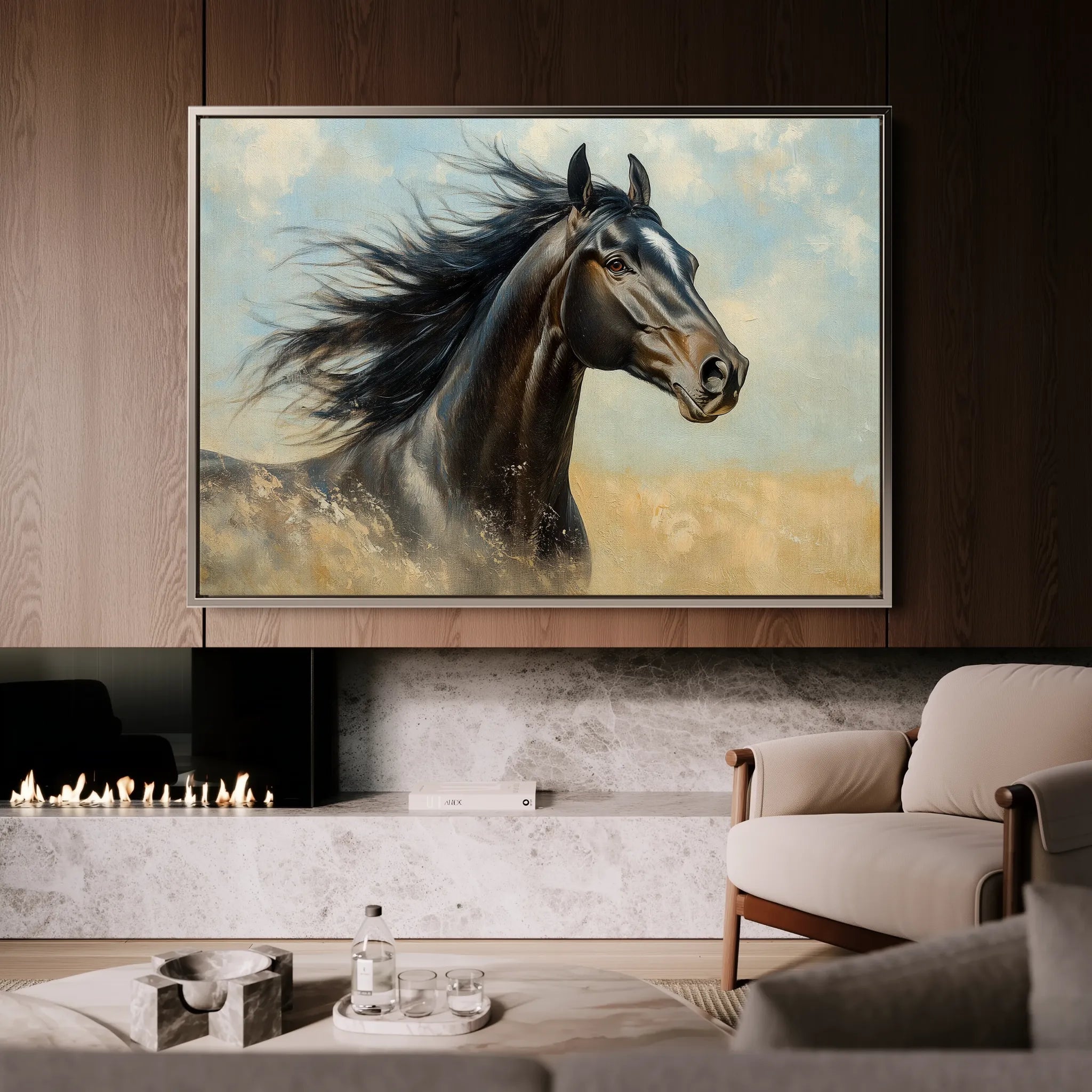 Horses 188 Canvas Art 60 x 40 cm / Black