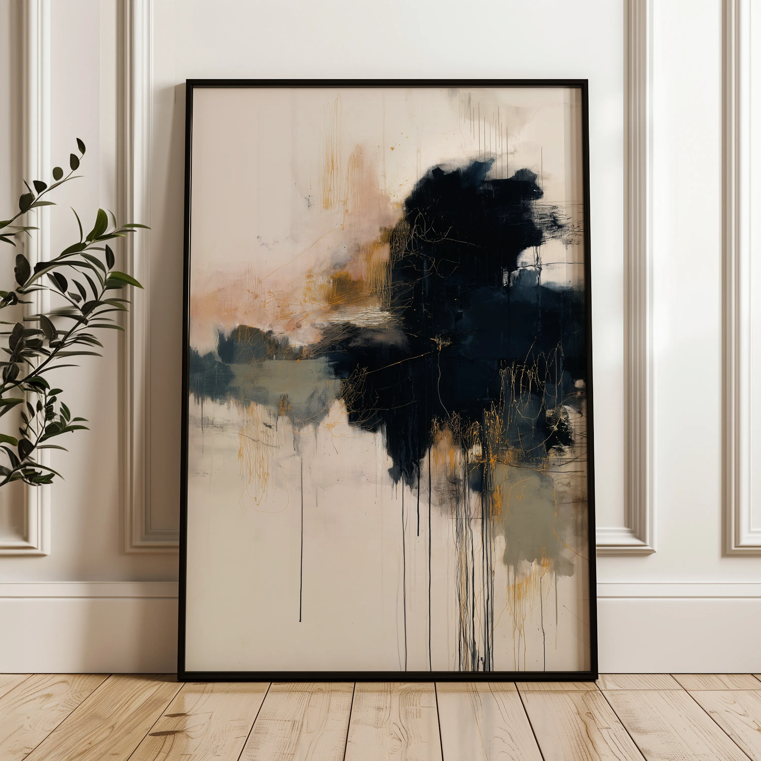 Abstract 1882 Canvas Art 60 x 40 cm / Black