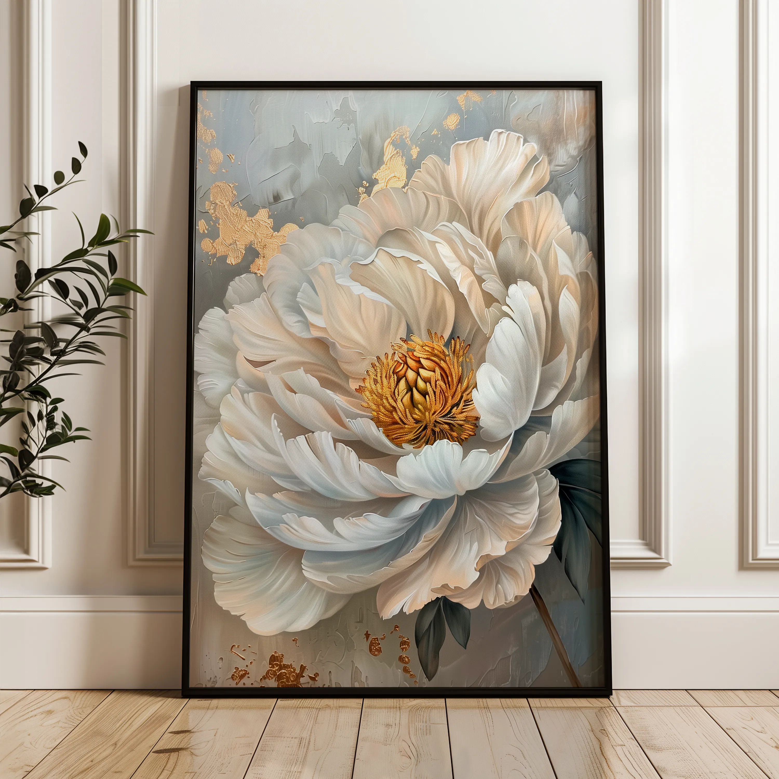 Floral 189 Canvas Art 60 x 40 cm / Black