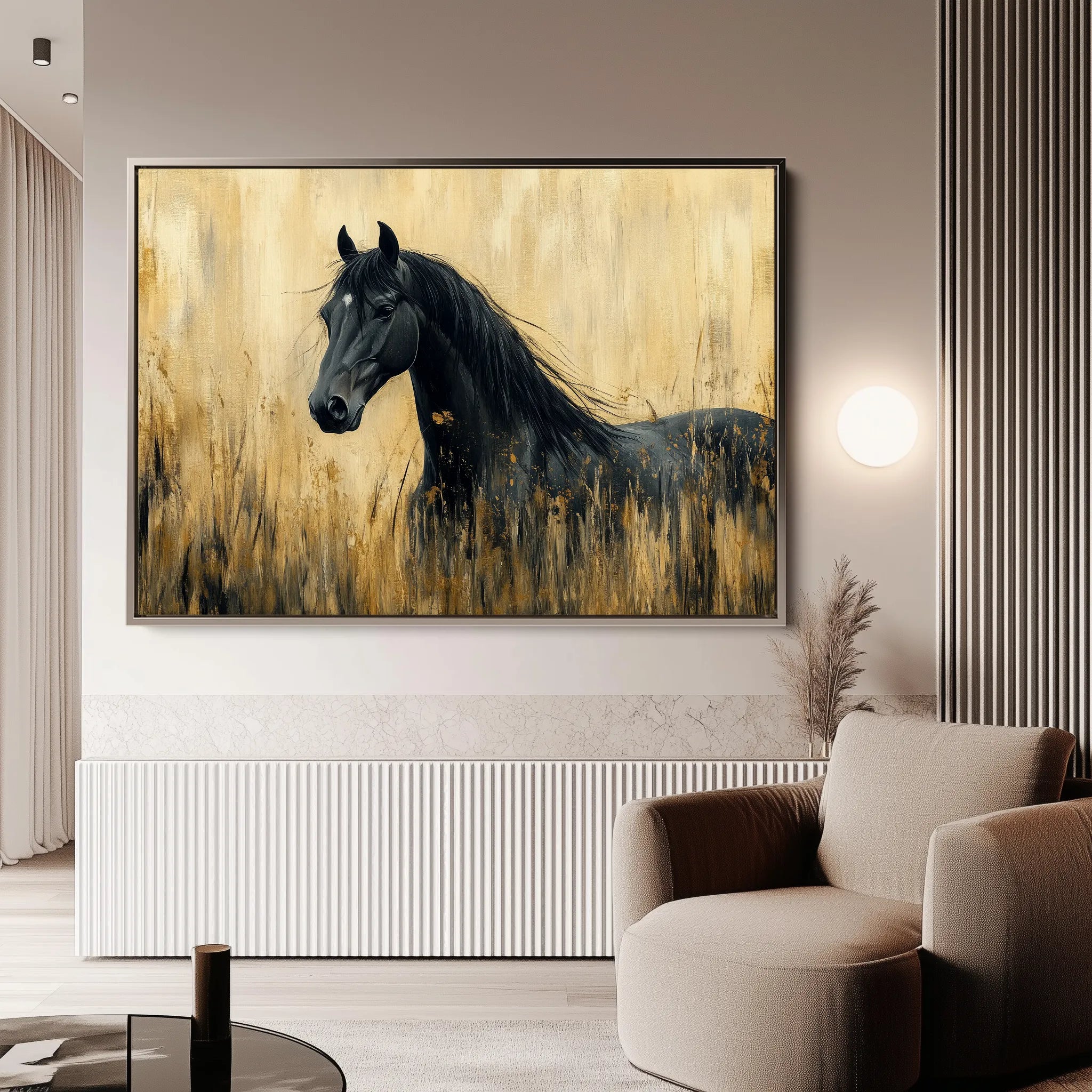 Horses 189 Canvas Art 60 x 40 cm / Black
