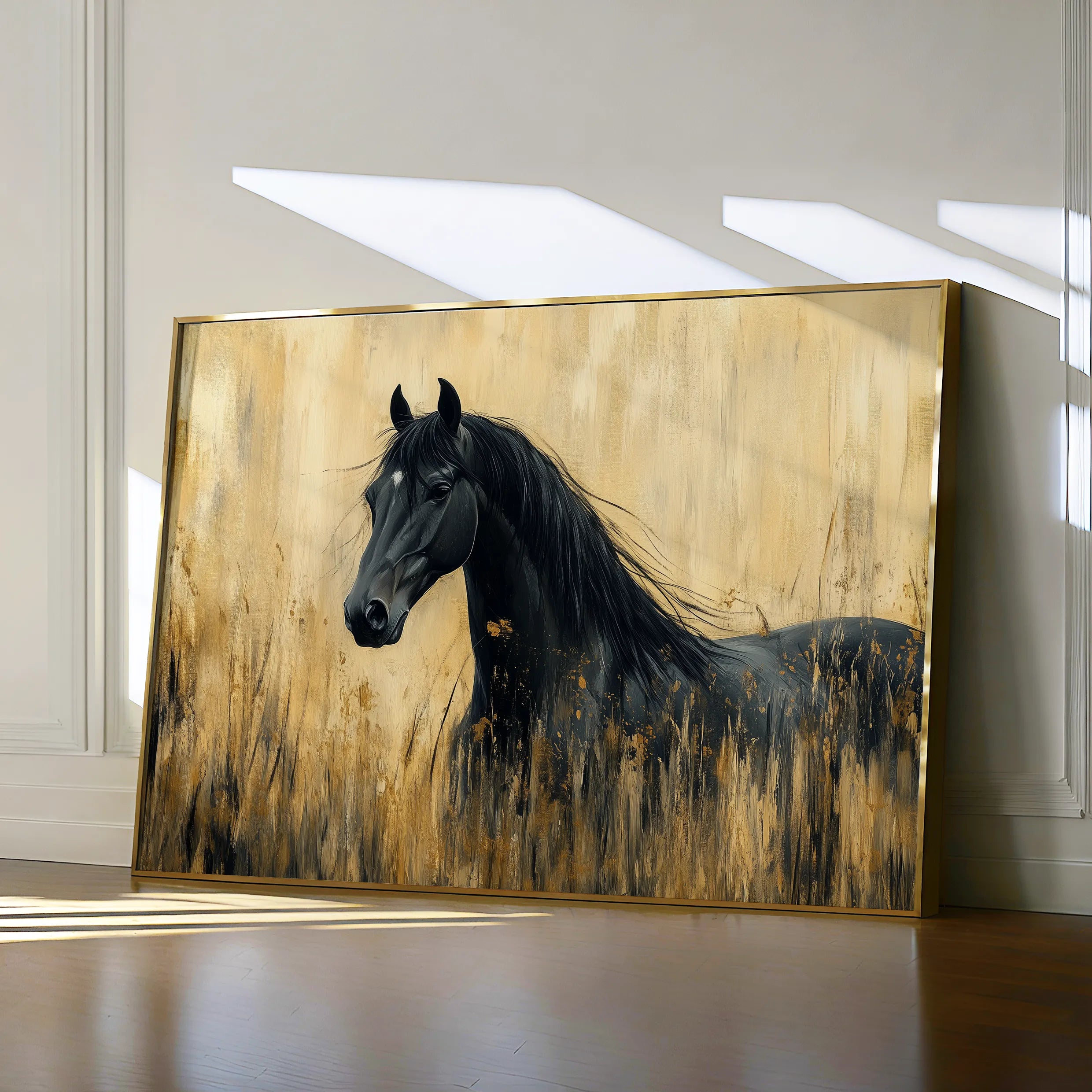Horses 189 Canvas Art 60 x 40 cm / Black