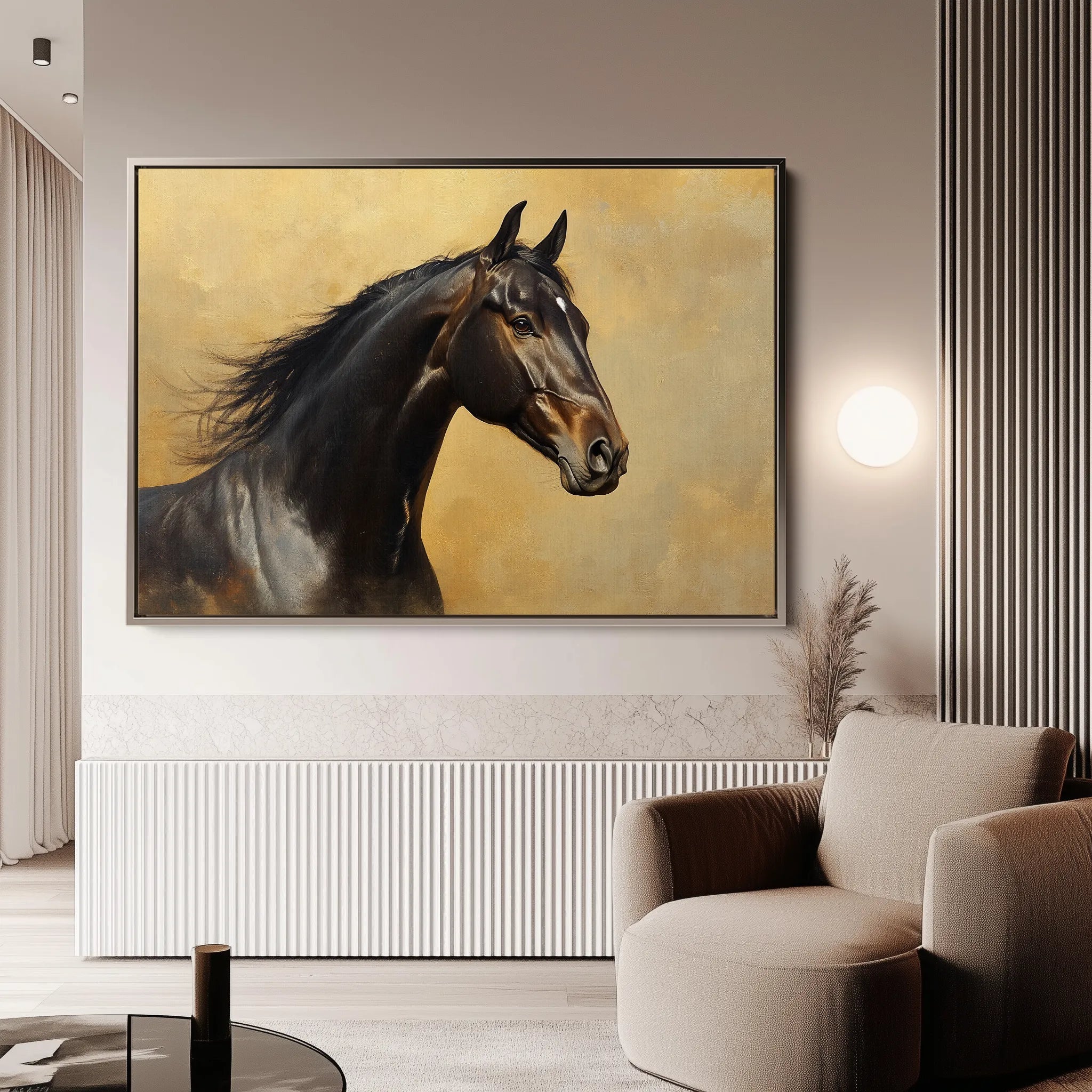 Horses 190 Canvas Art 60 x 40 cm / Black