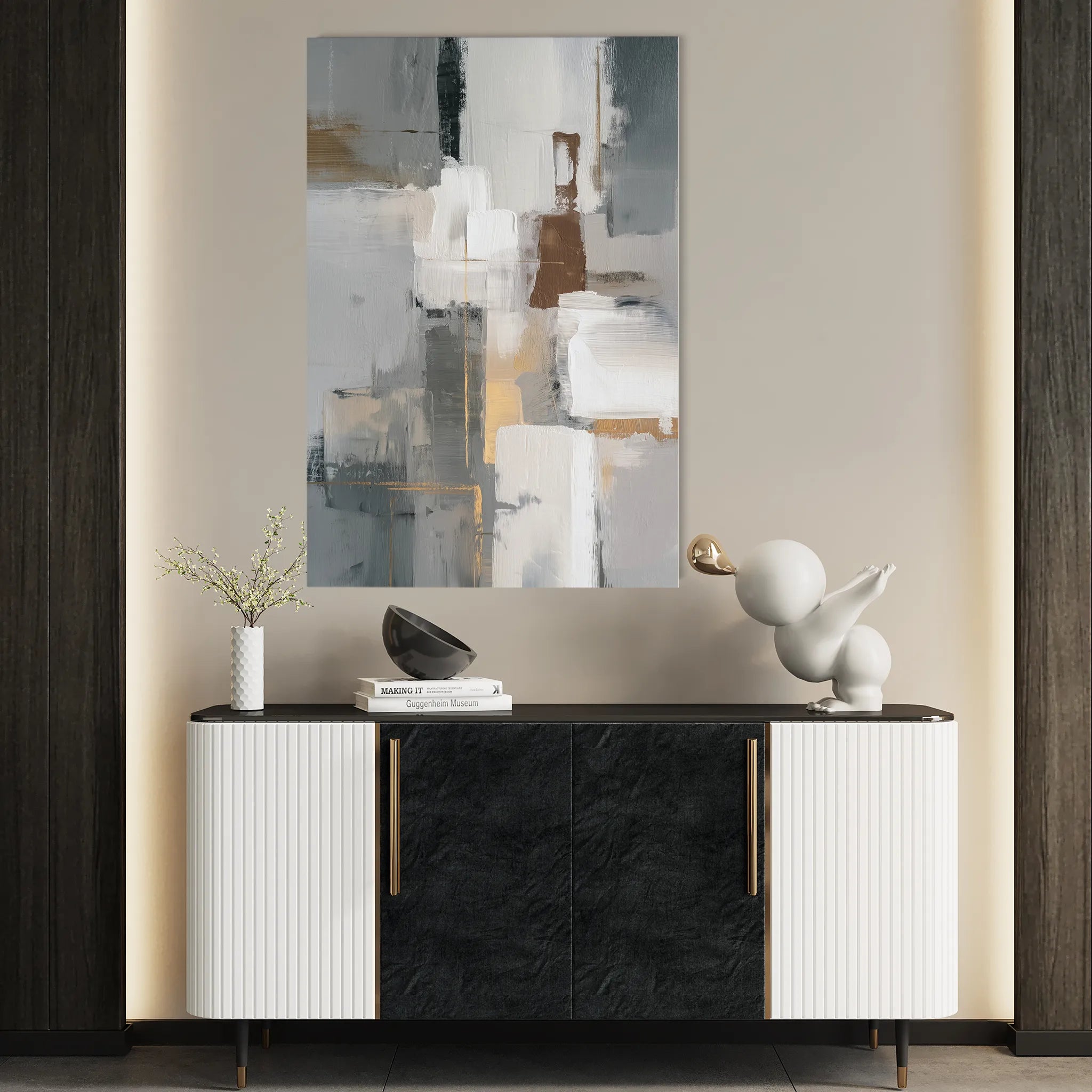 Abstract 1908 Canvas Art 60 x 40 cm / Black