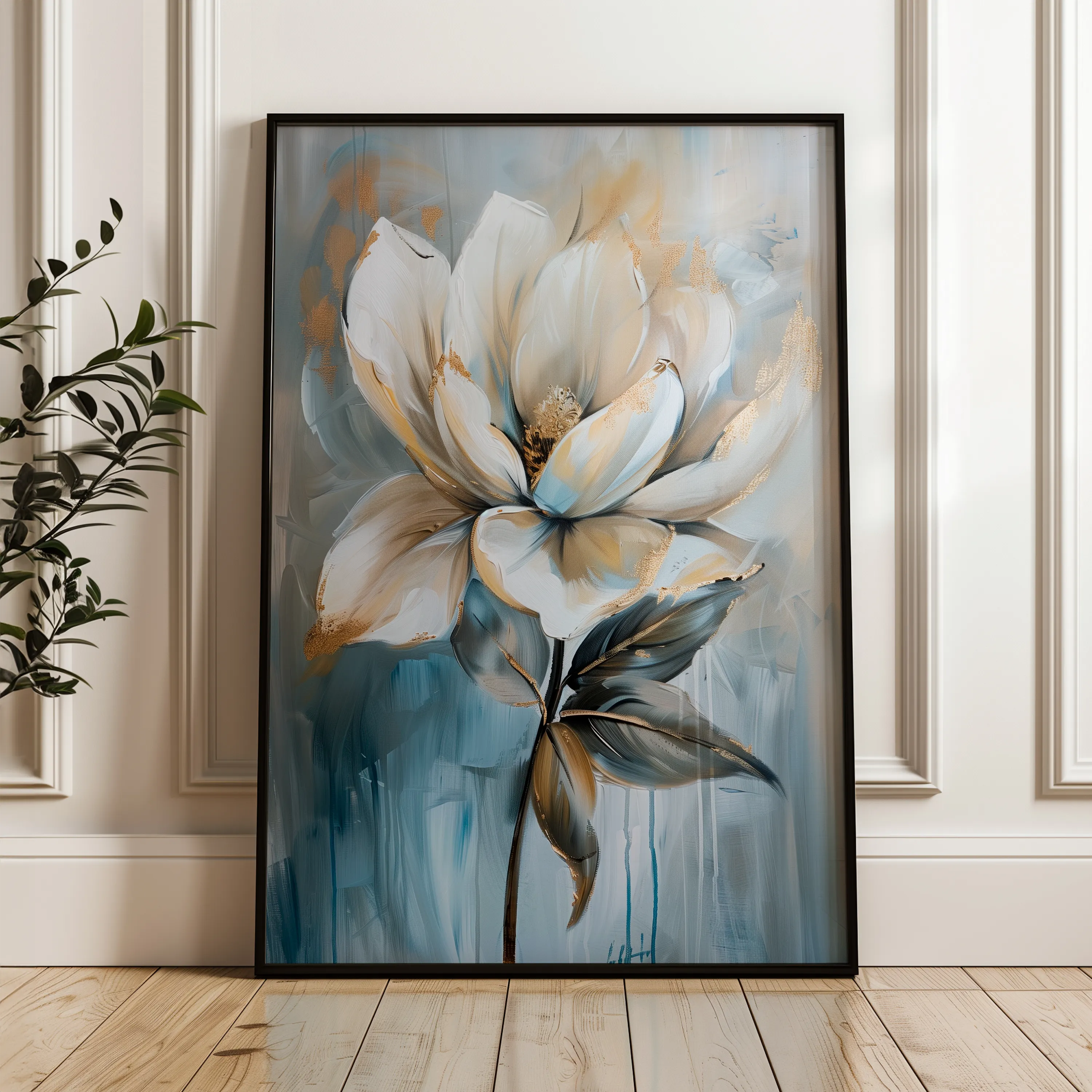 Floral 191 Canvas Art 60 x 40 cm / Black