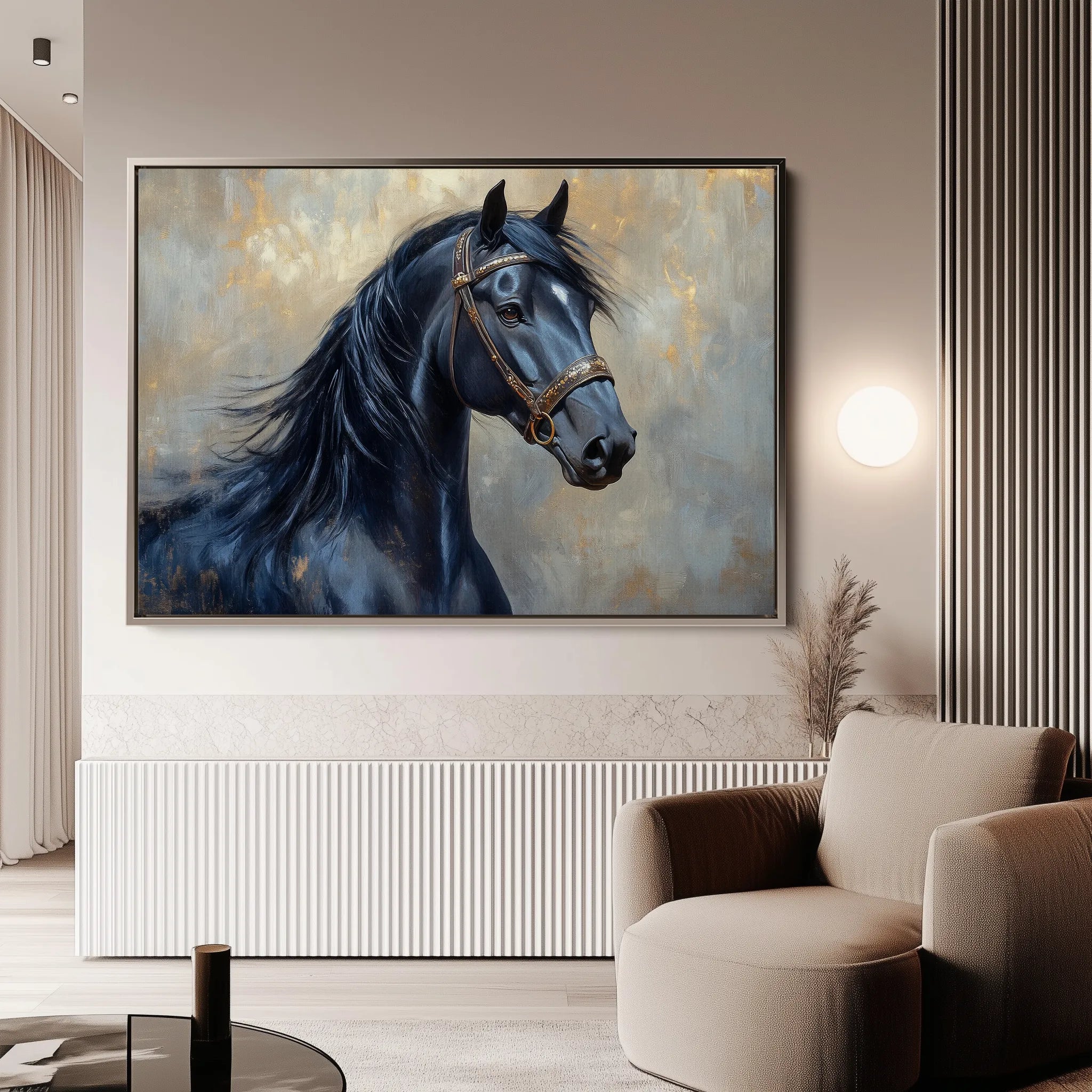Horses 191 Canvas Art 60 x 40 cm / Black