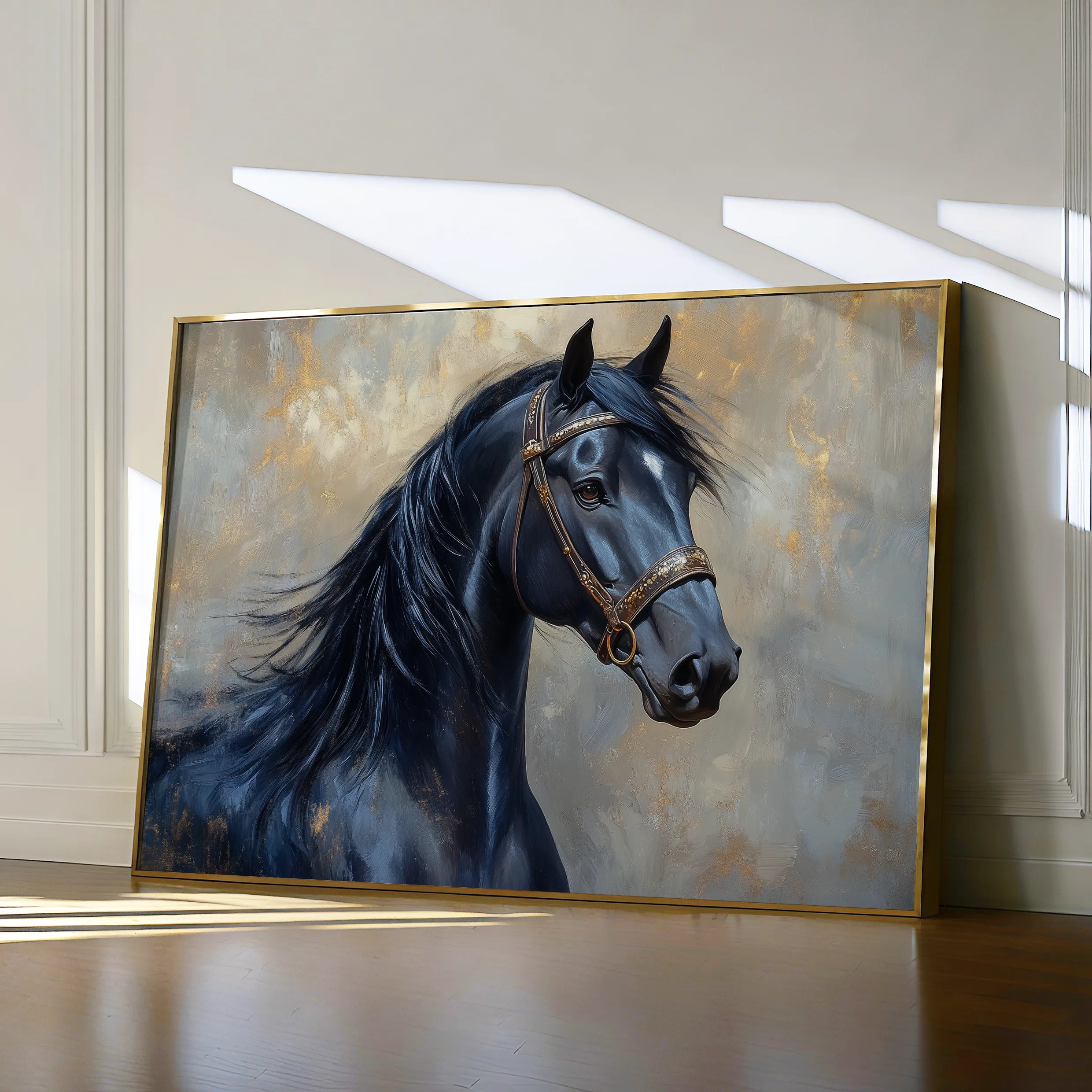 Horses 191 Canvas Art 60 x 40 cm / Black