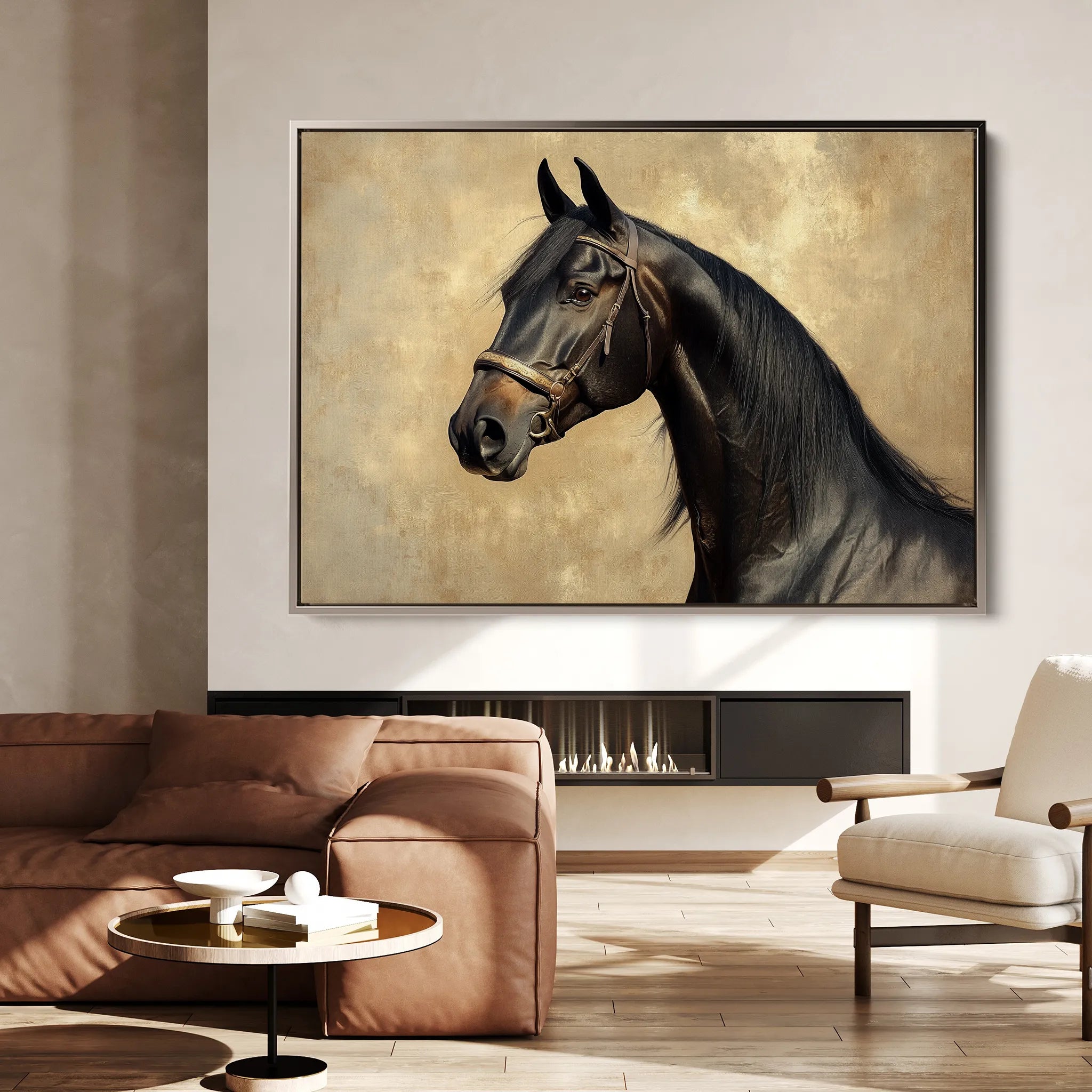 Horses 192 Canvas Art 60 x 40 cm / Black