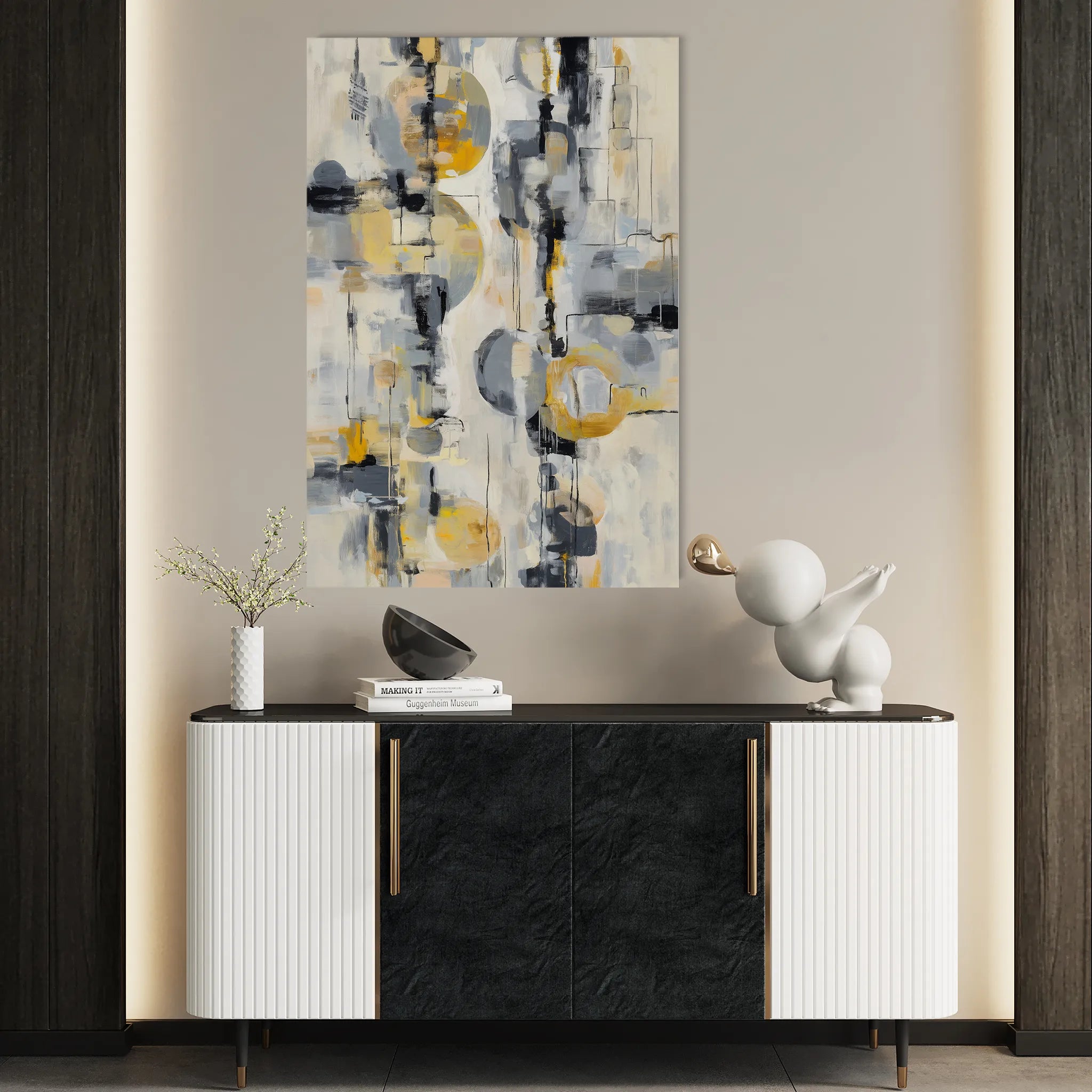 Abstract 1927 Canvas Art 60 x 40 cm / Black