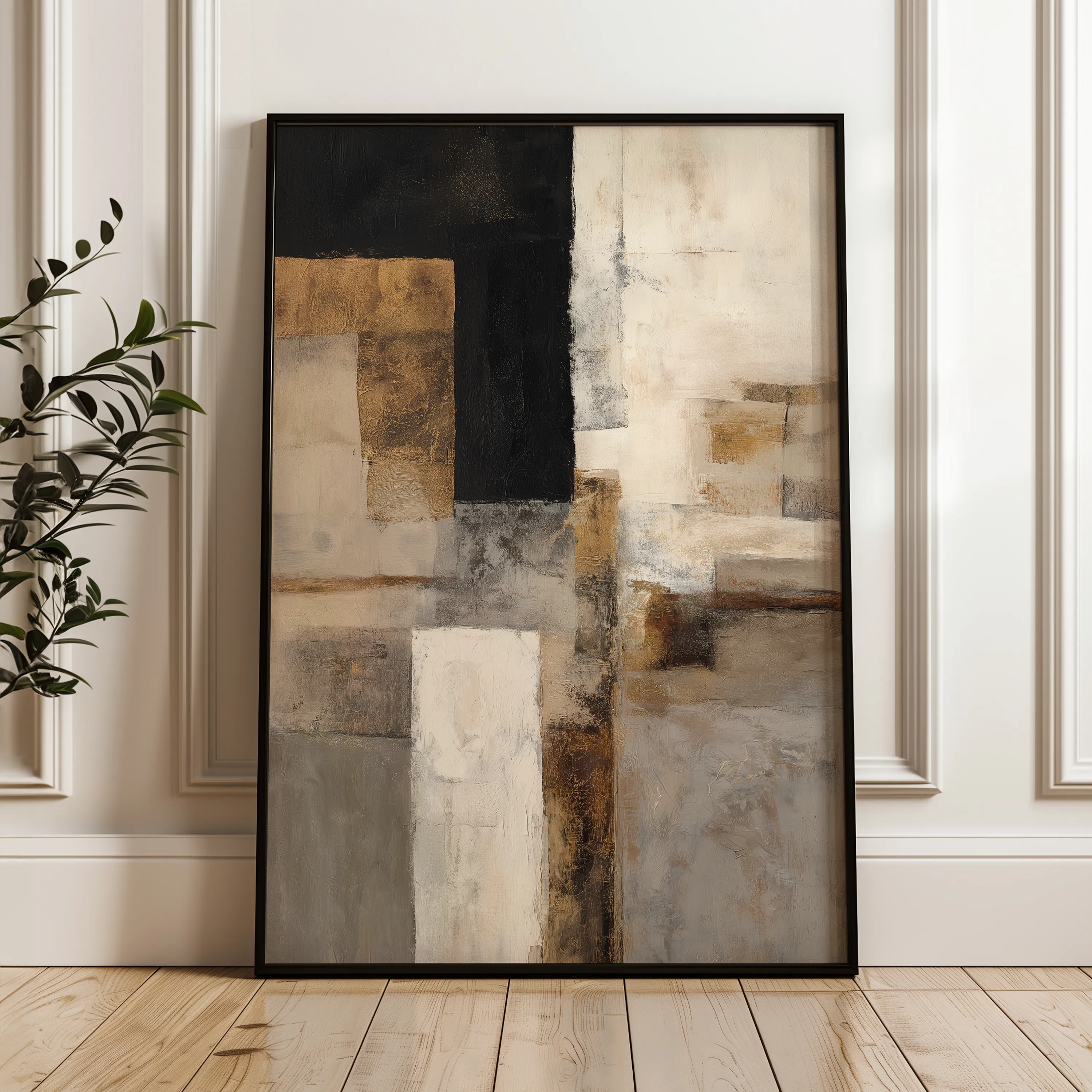 Abstract 1928 Canvas Art 60 x 40 cm / Black