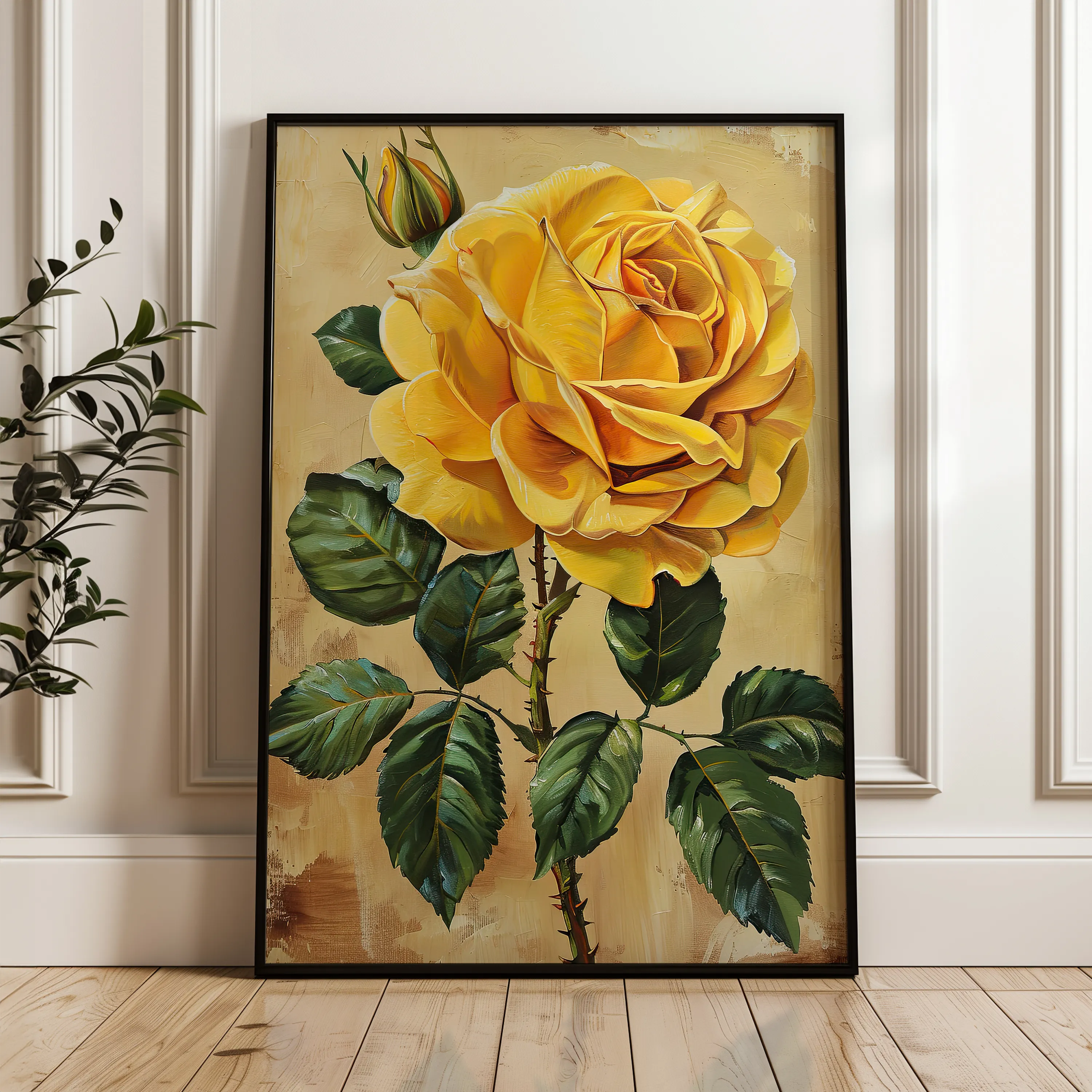 Floral 193 Canvas Art 60 x 40 cm / Black