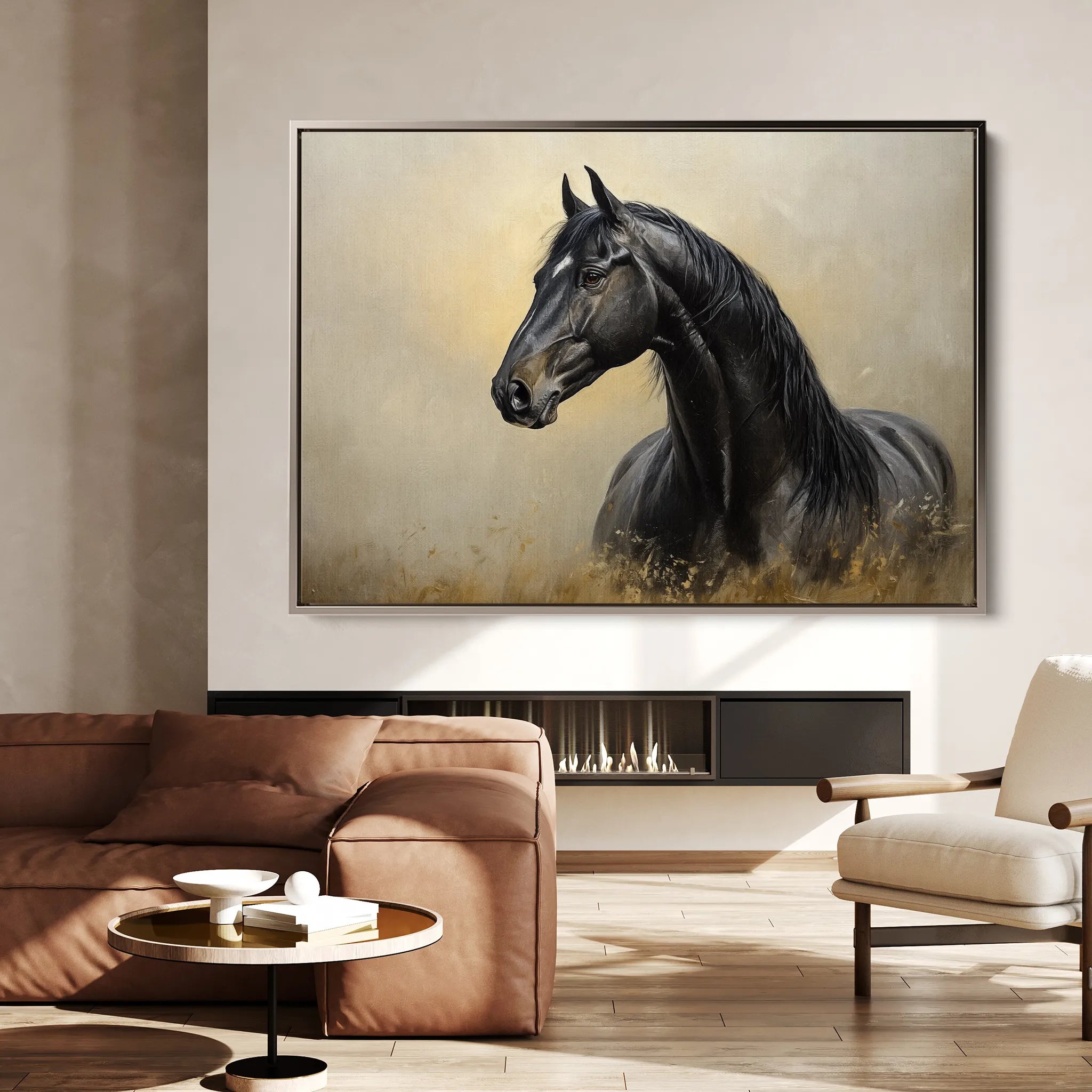 Horses 193 Canvas Art 60 x 40 cm / Black