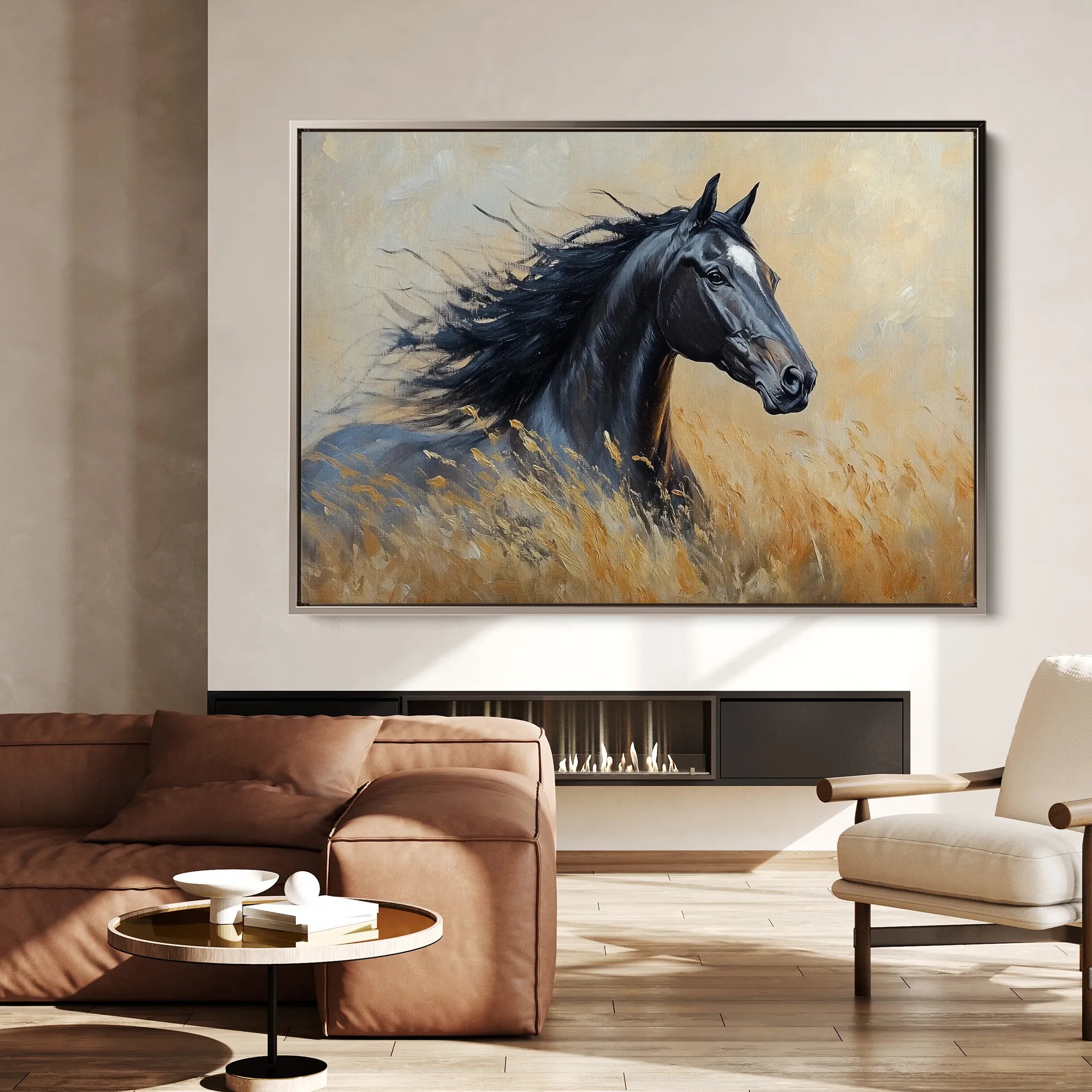 Horses 194 Canvas Art 60 x 40 cm / Black