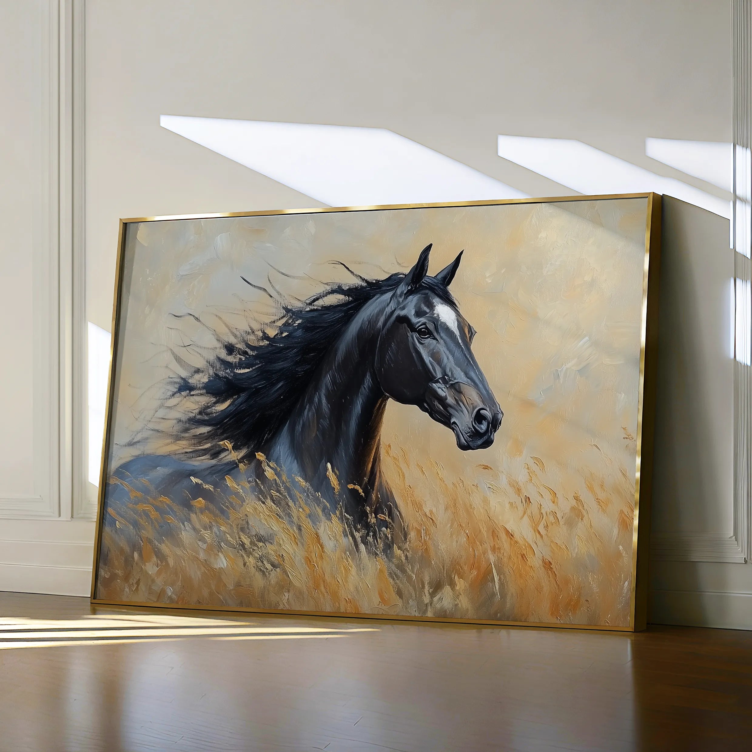 Horses 194 Canvas Art 60 x 40 cm / Black