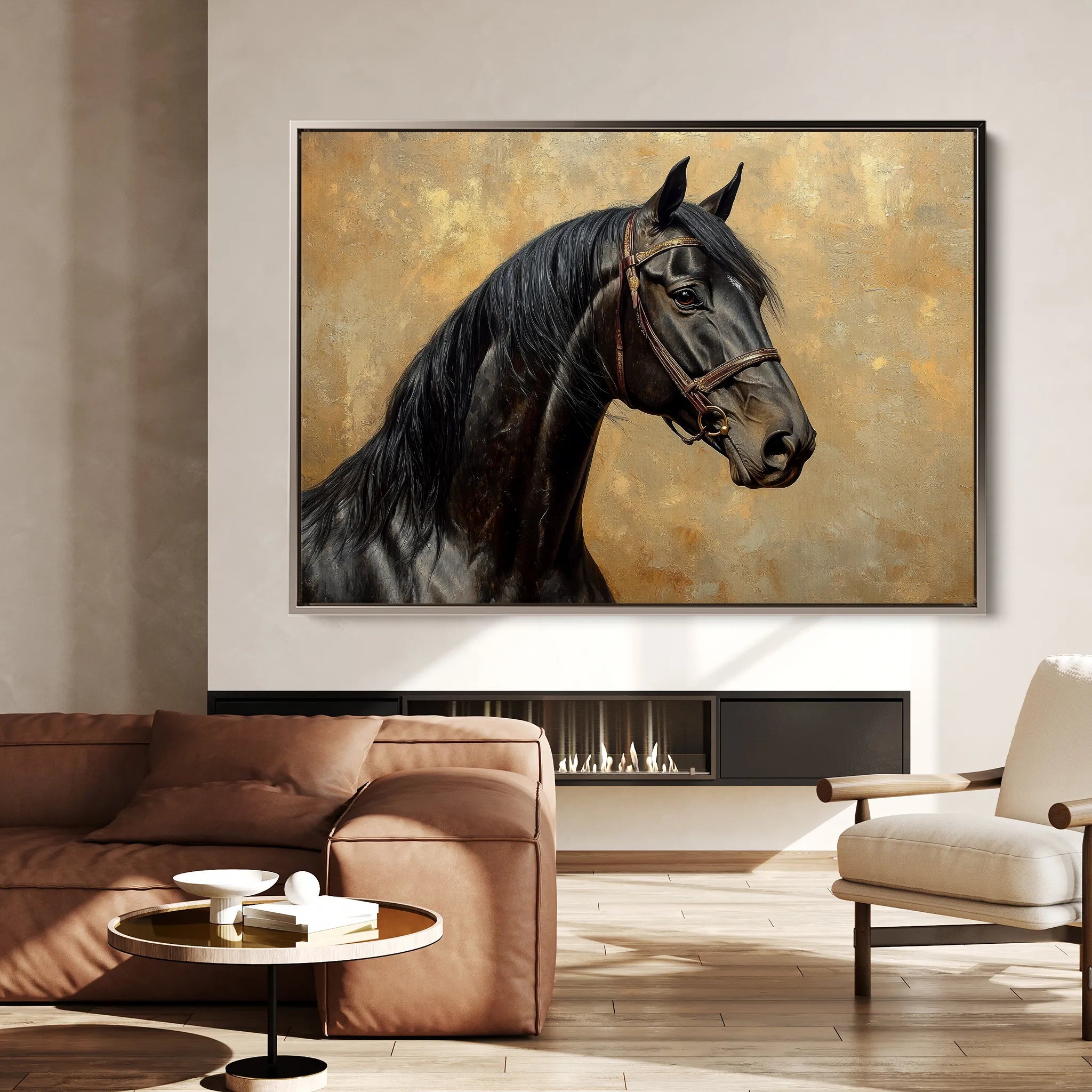 Horses 195 Canvas Art 60 x 40 cm / Black