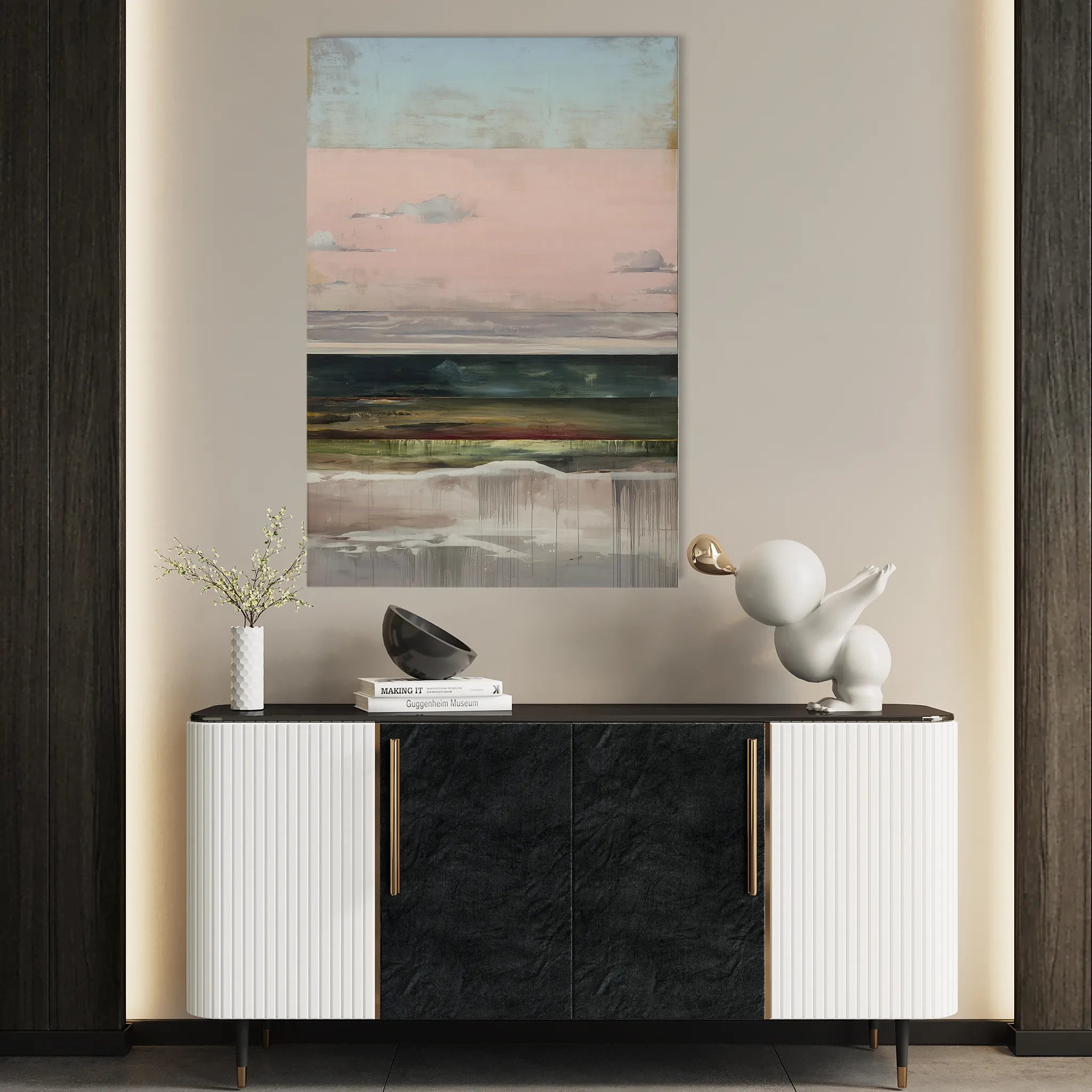 Abstract 1950 Canvas Art 60 x 40 cm / Black