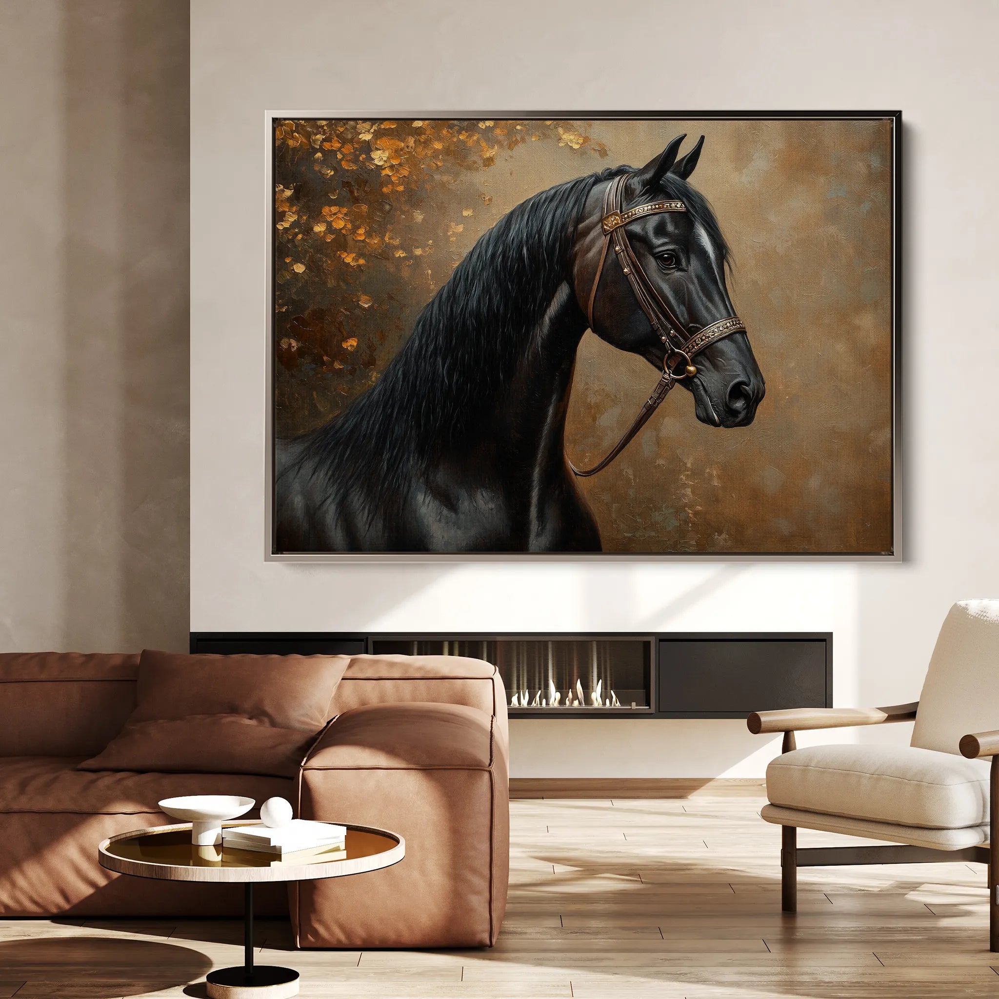 Horses 196 Canvas Art 60 x 40 cm / Black
