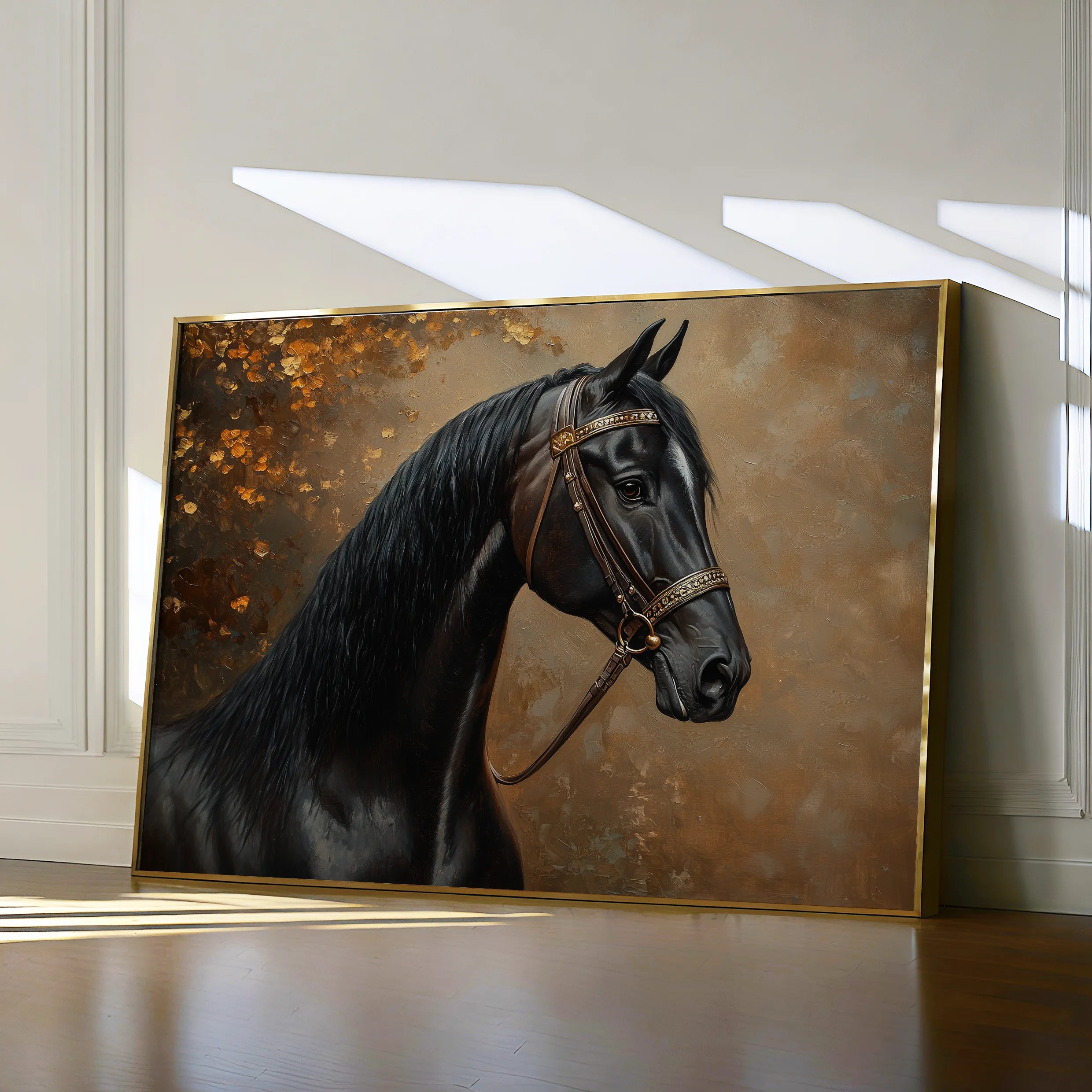 Horses 196 Canvas Art 60 x 40 cm / Black