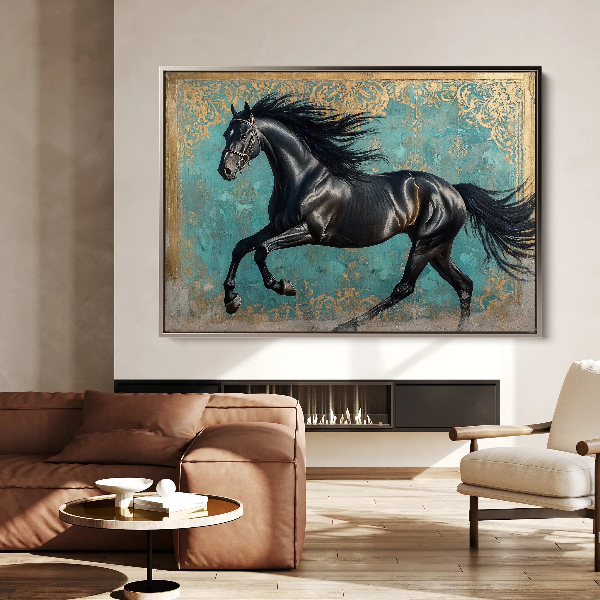 Horses 197 Canvas Art 60 x 40 cm / Black