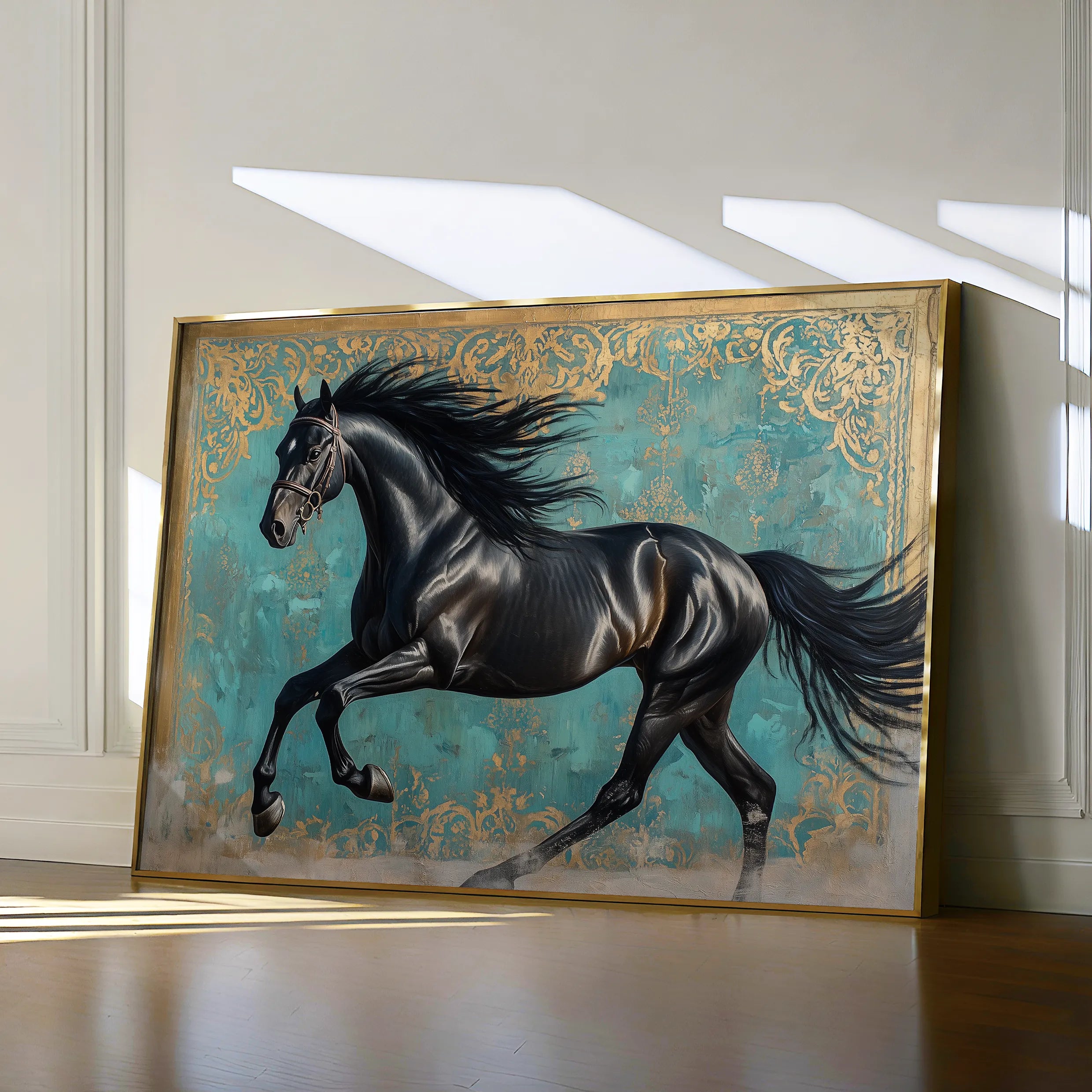 Horses 197 Canvas Art 60 x 40 cm / Black