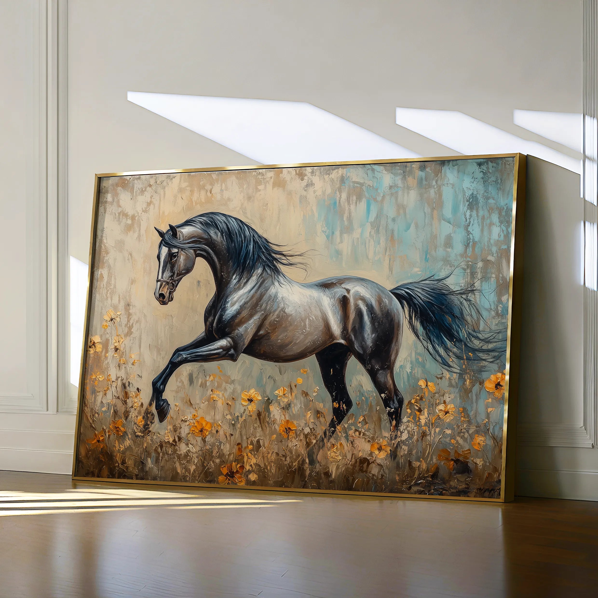 Horses 198 Canvas Art 60 x 40 cm / Black