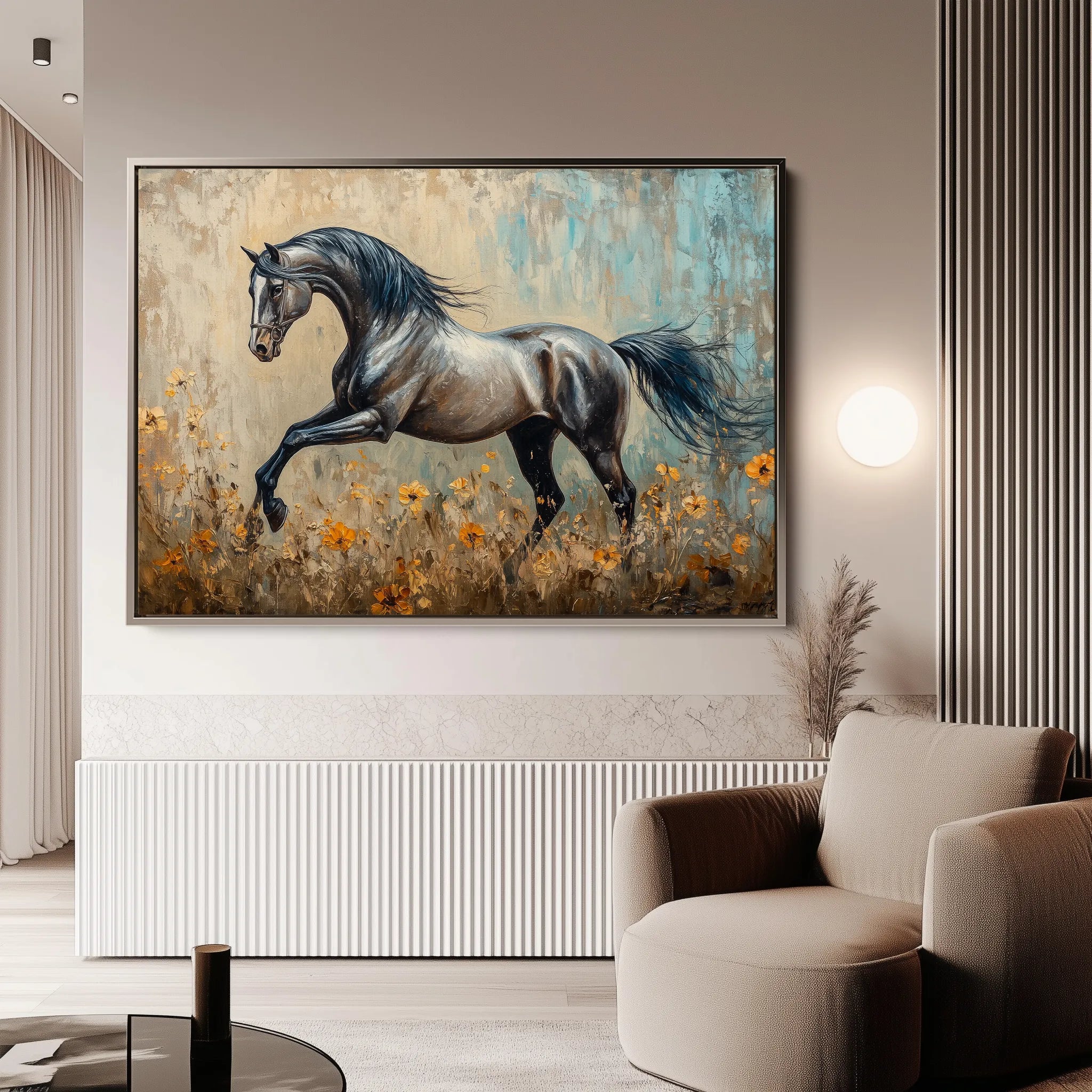Horses 198 Canvas Art 60 x 40 cm / Black
