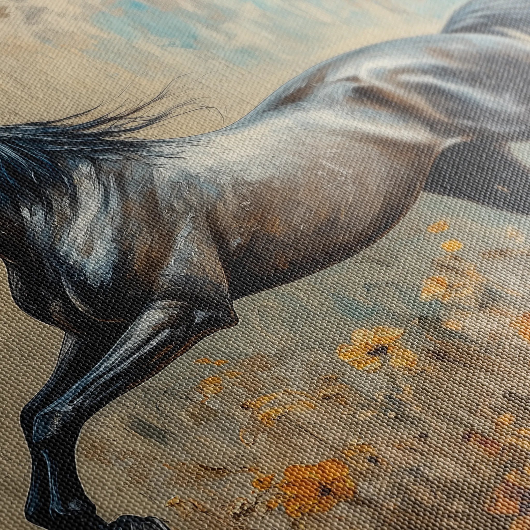 Horses 198 Canvas Art 60 x 40 cm / Black