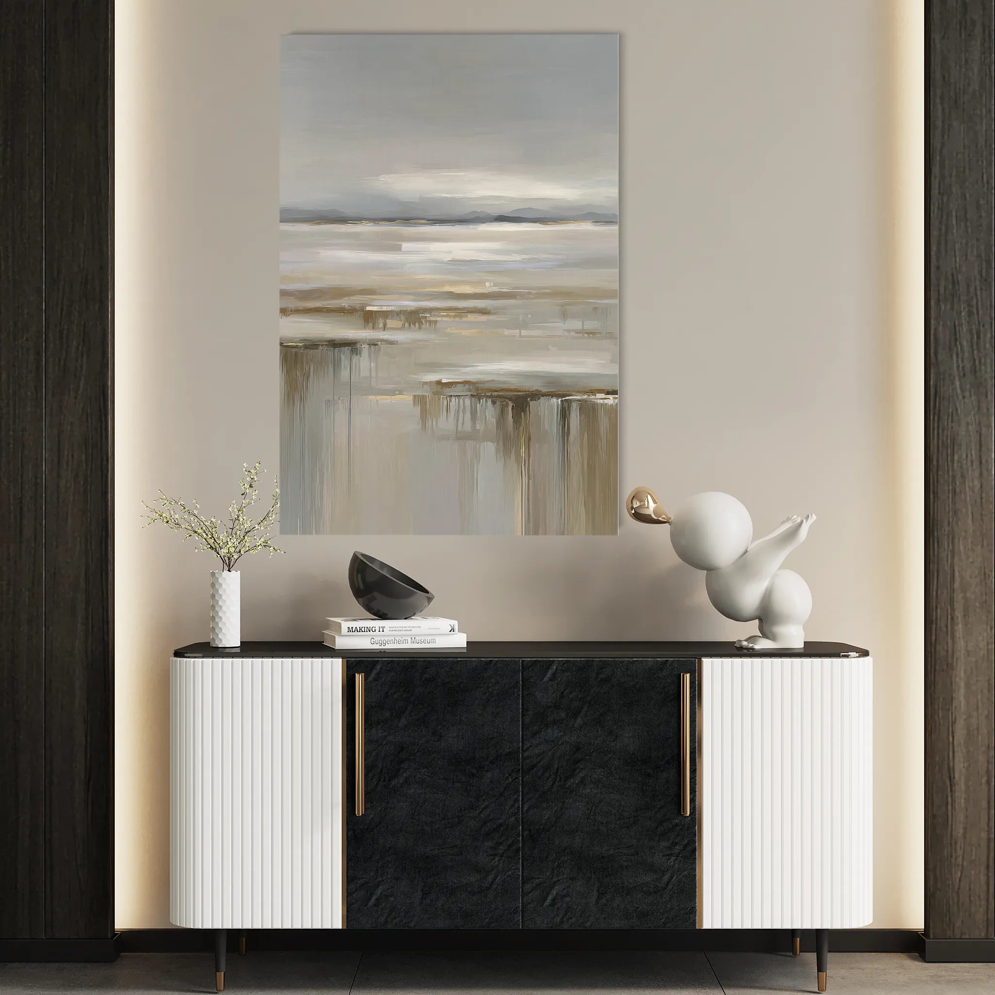 Abstract 1980 Canvas Art 60 x 40 cm / Black