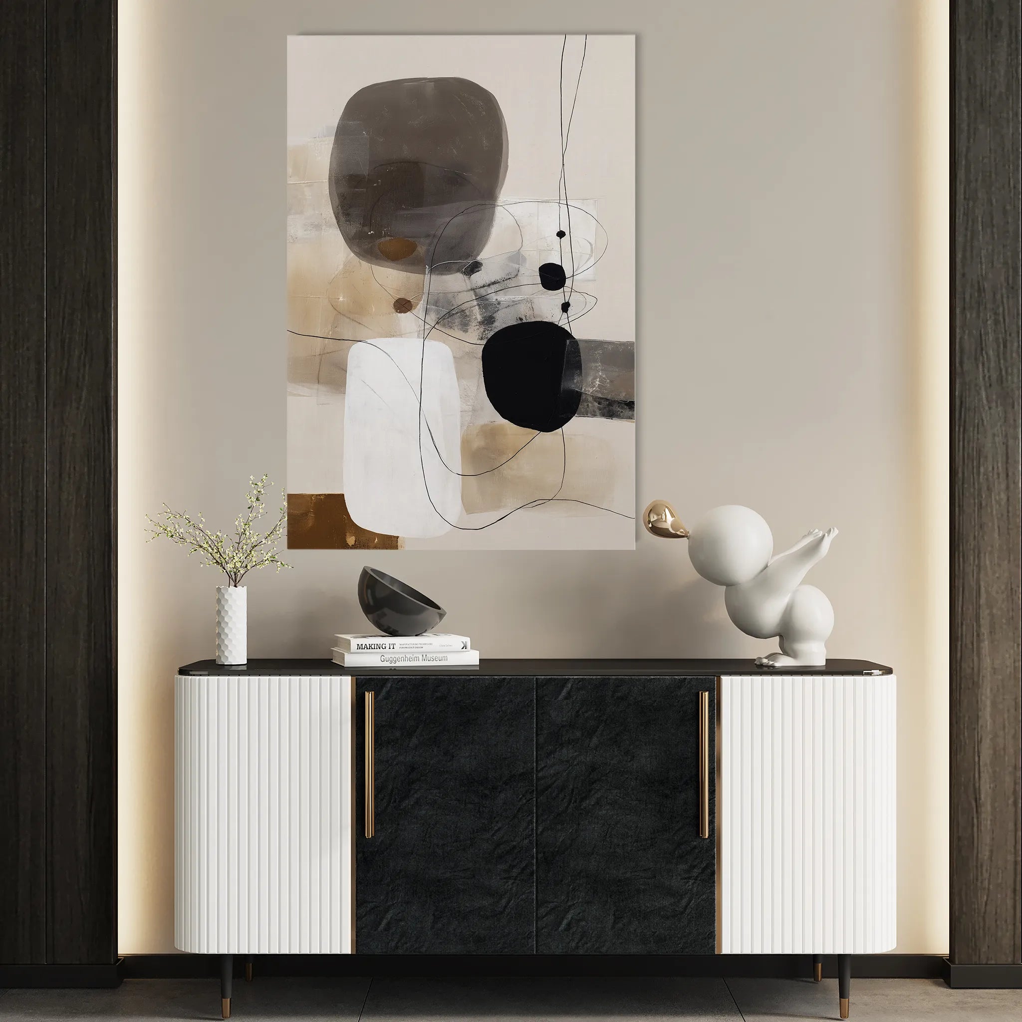 Abstract 1982 Canvas Art 60 x 40 cm / Black