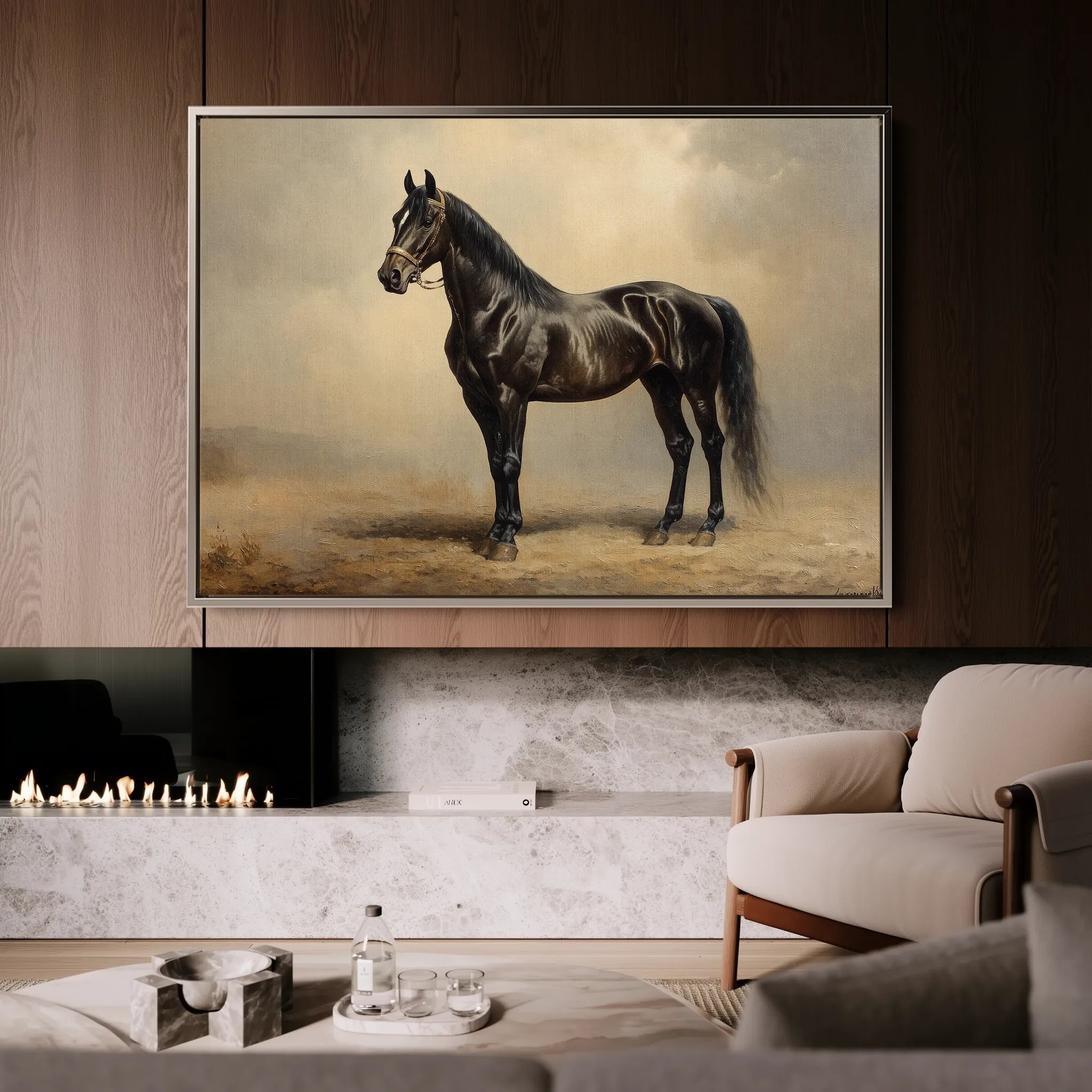 Horses 199 Canvas Art 60 x 40 cm / Black