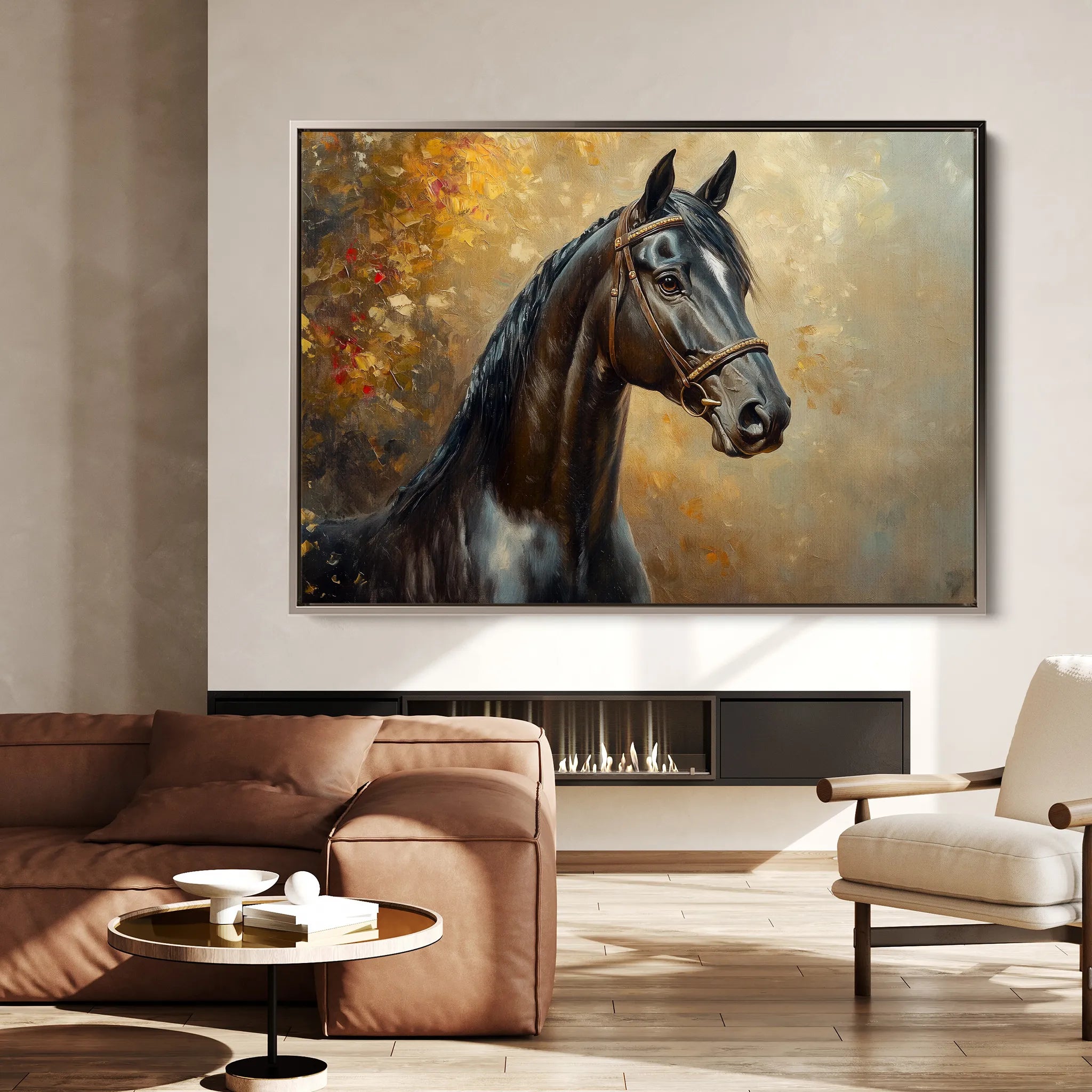 Horses 200 Canvas Art 60 x 40 cm / Black