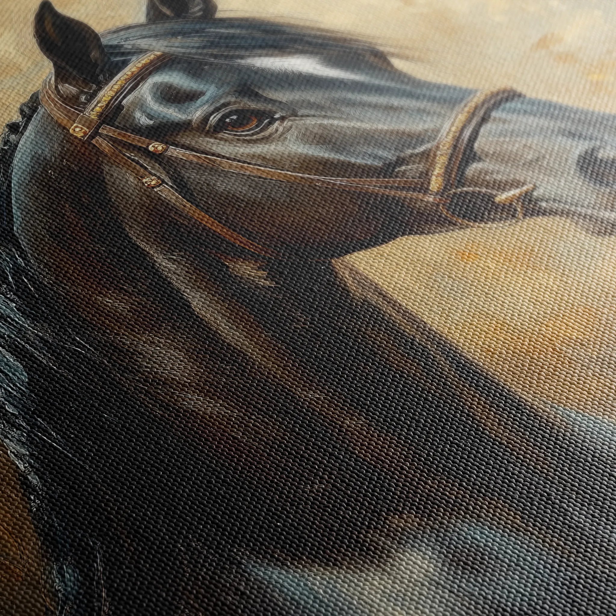 Horses 200 Canvas Art 60 x 40 cm / Black
