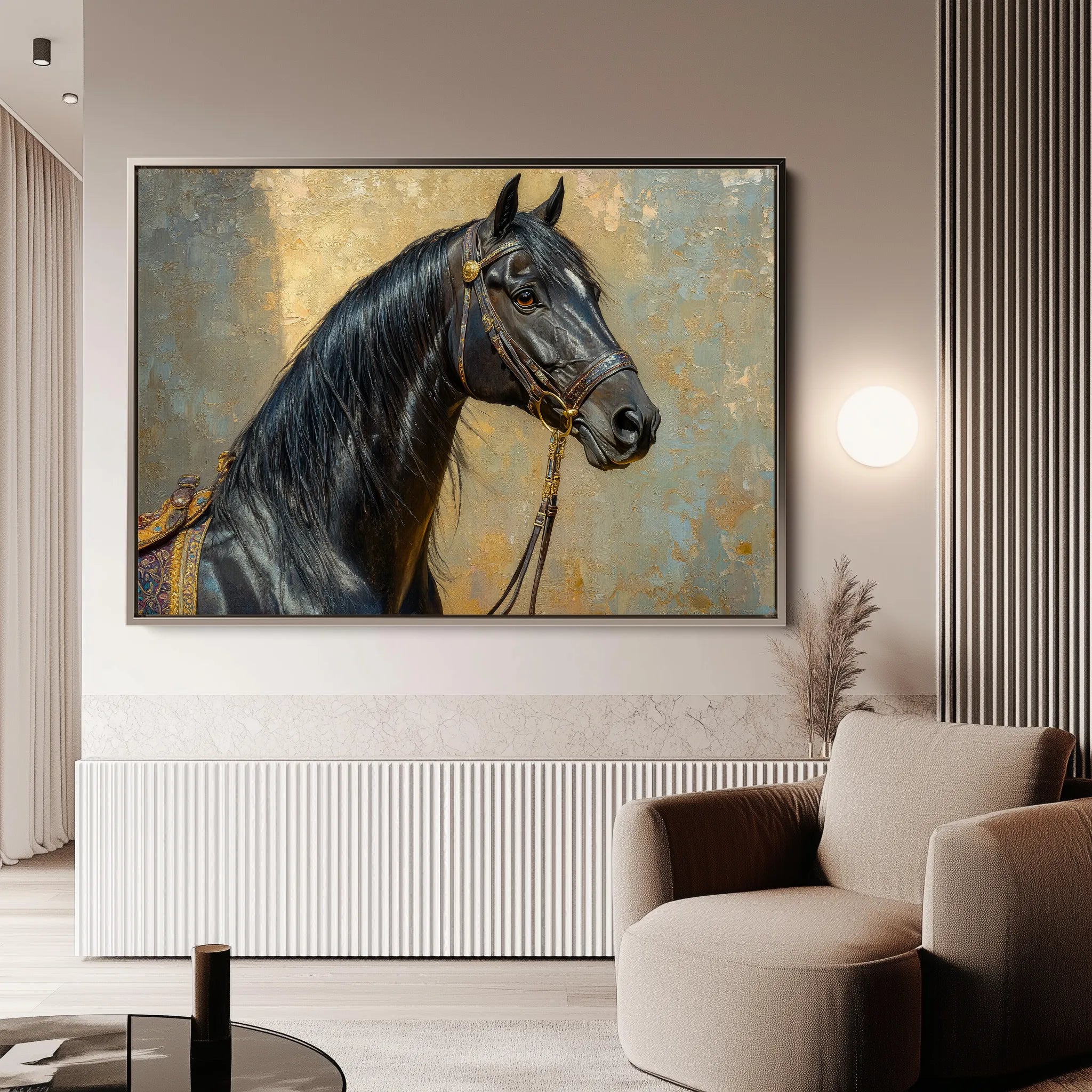 Horses 201 Canvas Art 60 x 40 cm / Black