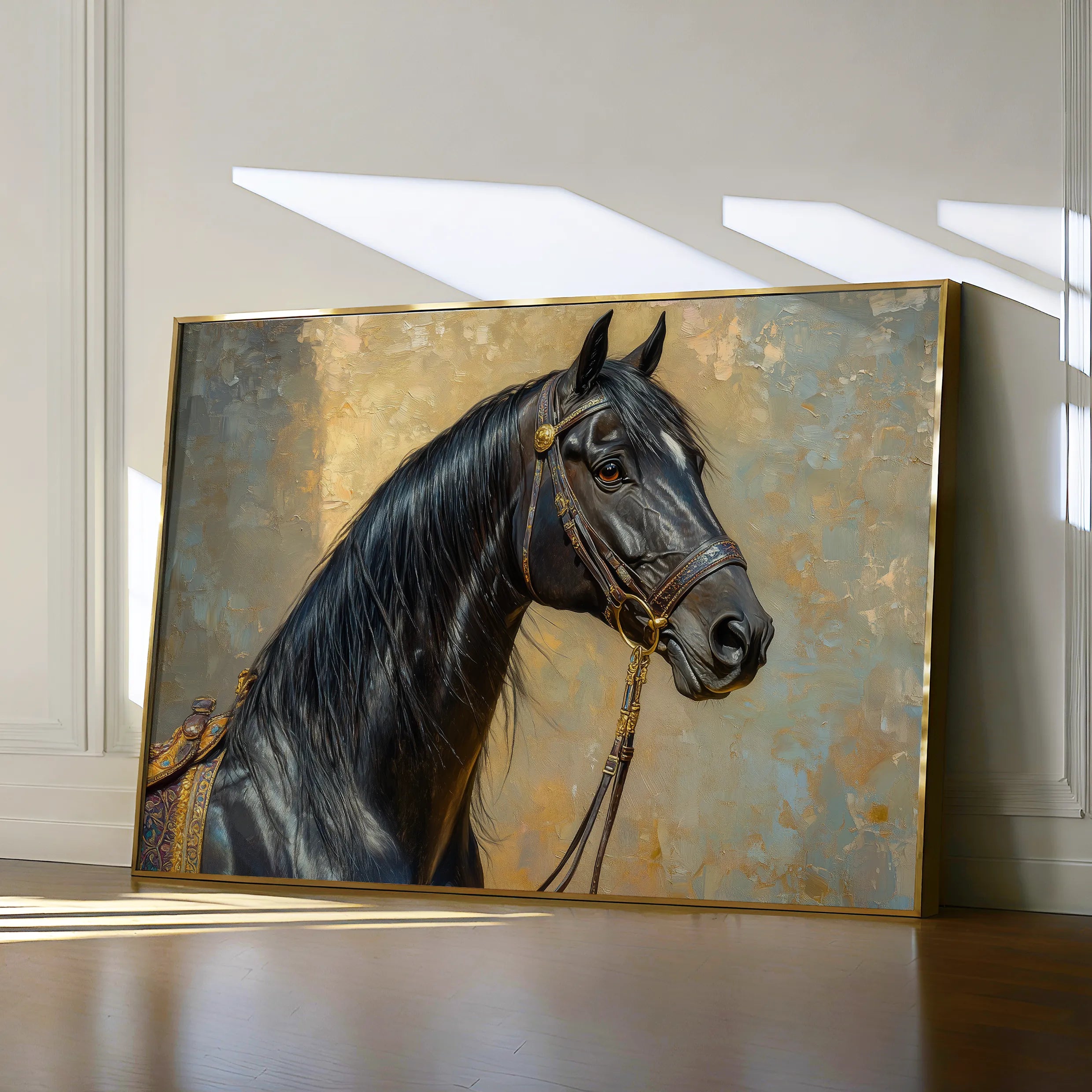 Horses 201 Canvas Art 60 x 40 cm / Black