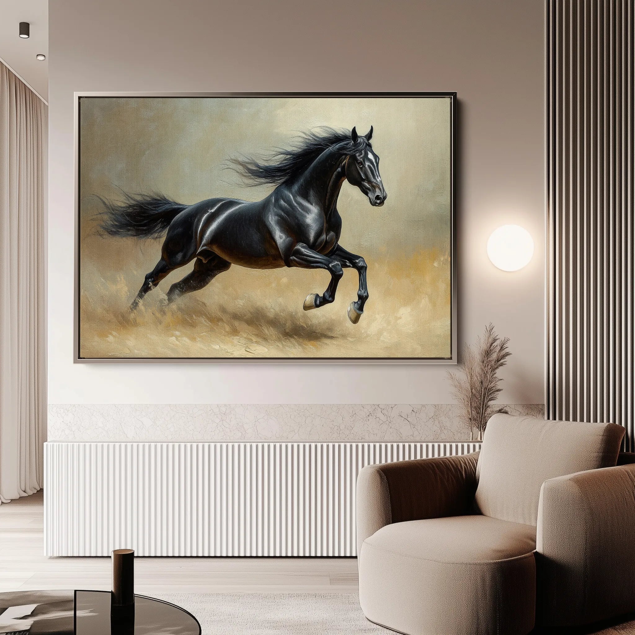 Horses 203 Canvas Art 60 x 40 cm / Black