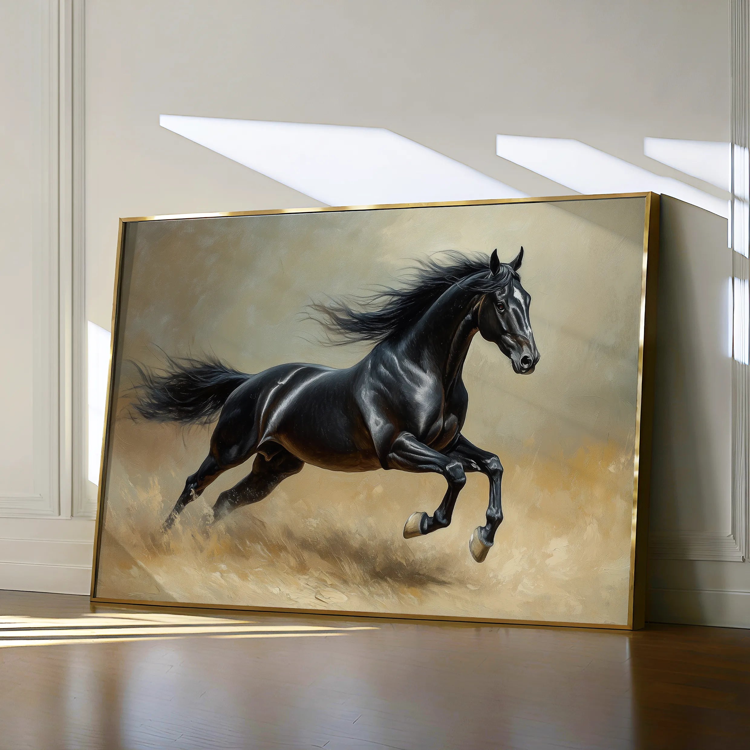Horses 203 Canvas Art 60 x 40 cm / Black